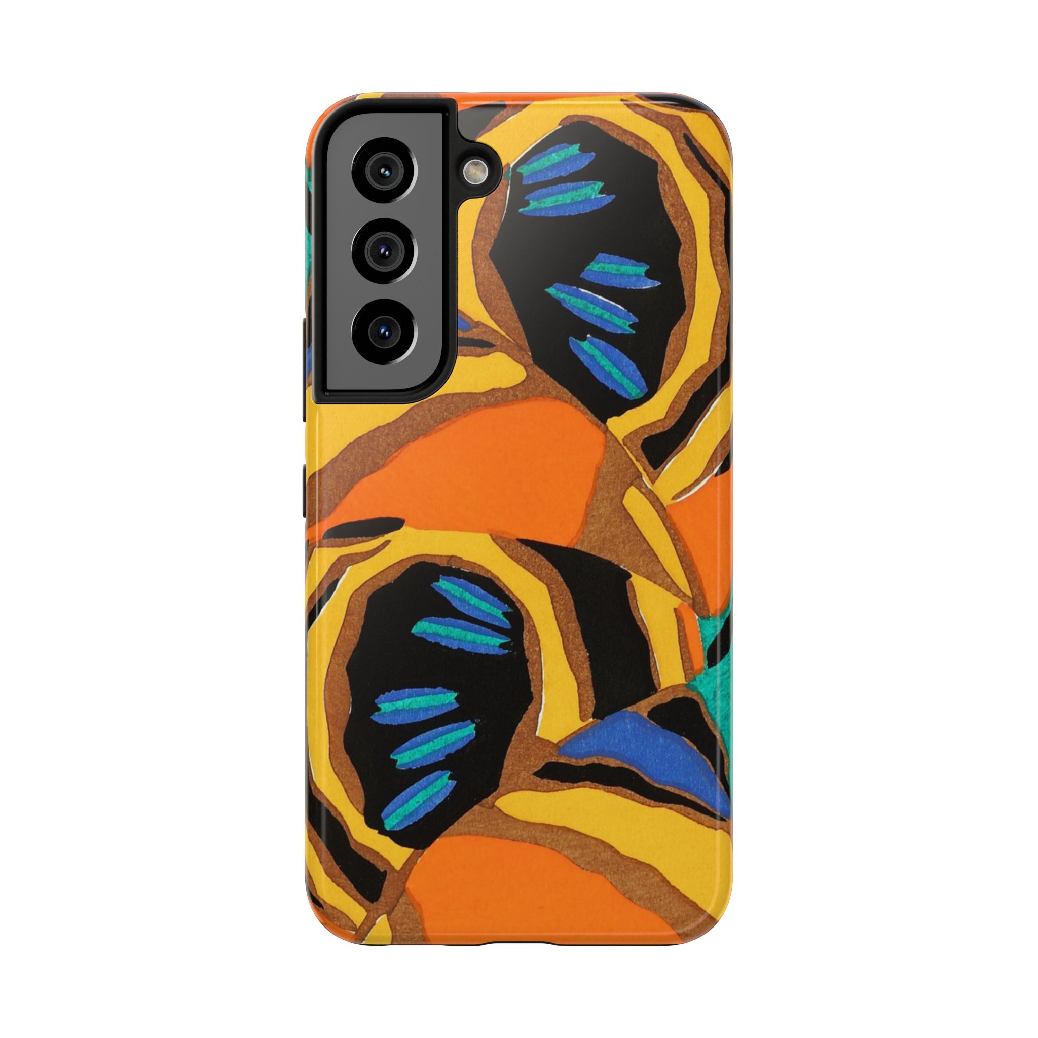 Orange, Black & Blue Abstract Phone Case - Image 89