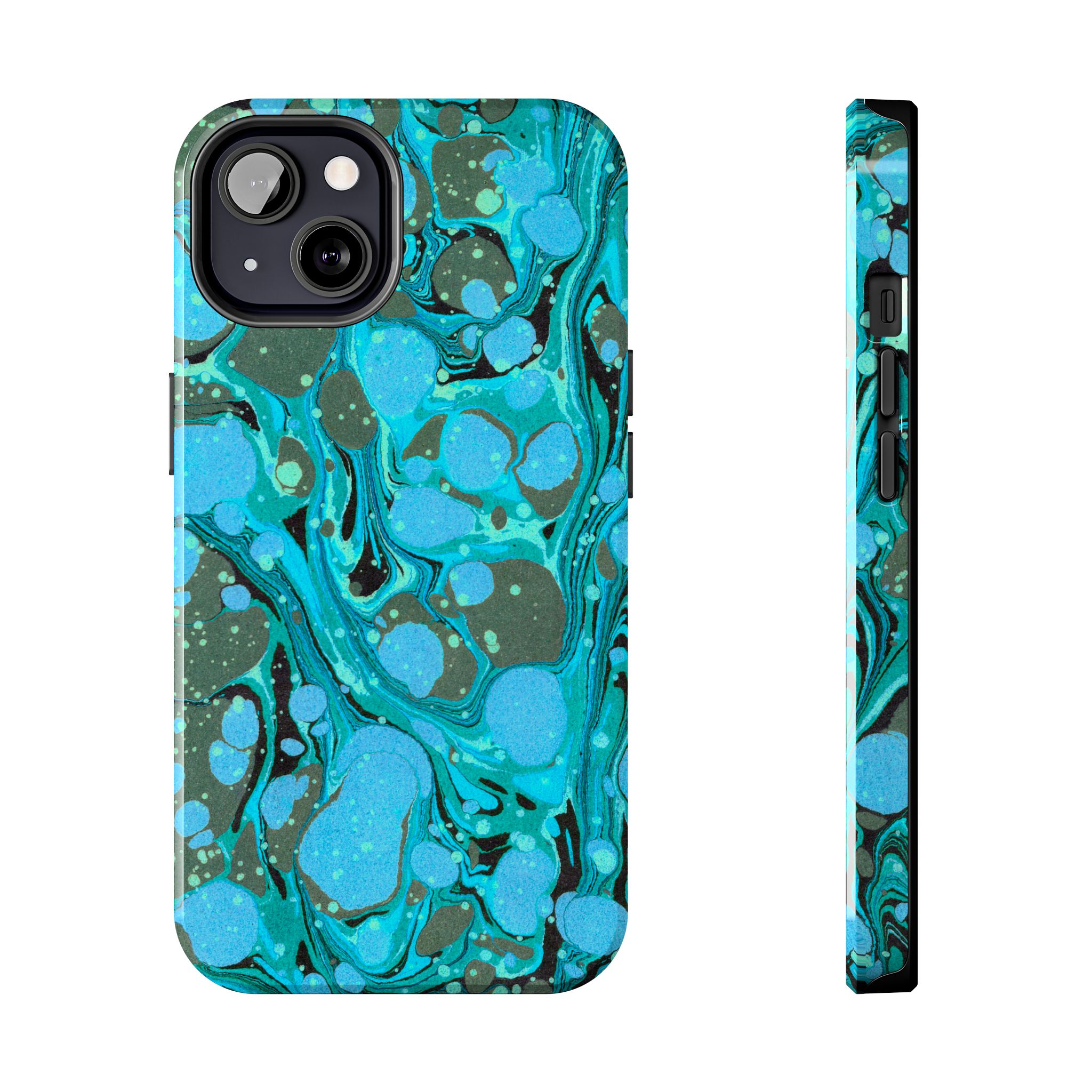 Marbled Phone Case - Aqua & Moss Green - Image 29