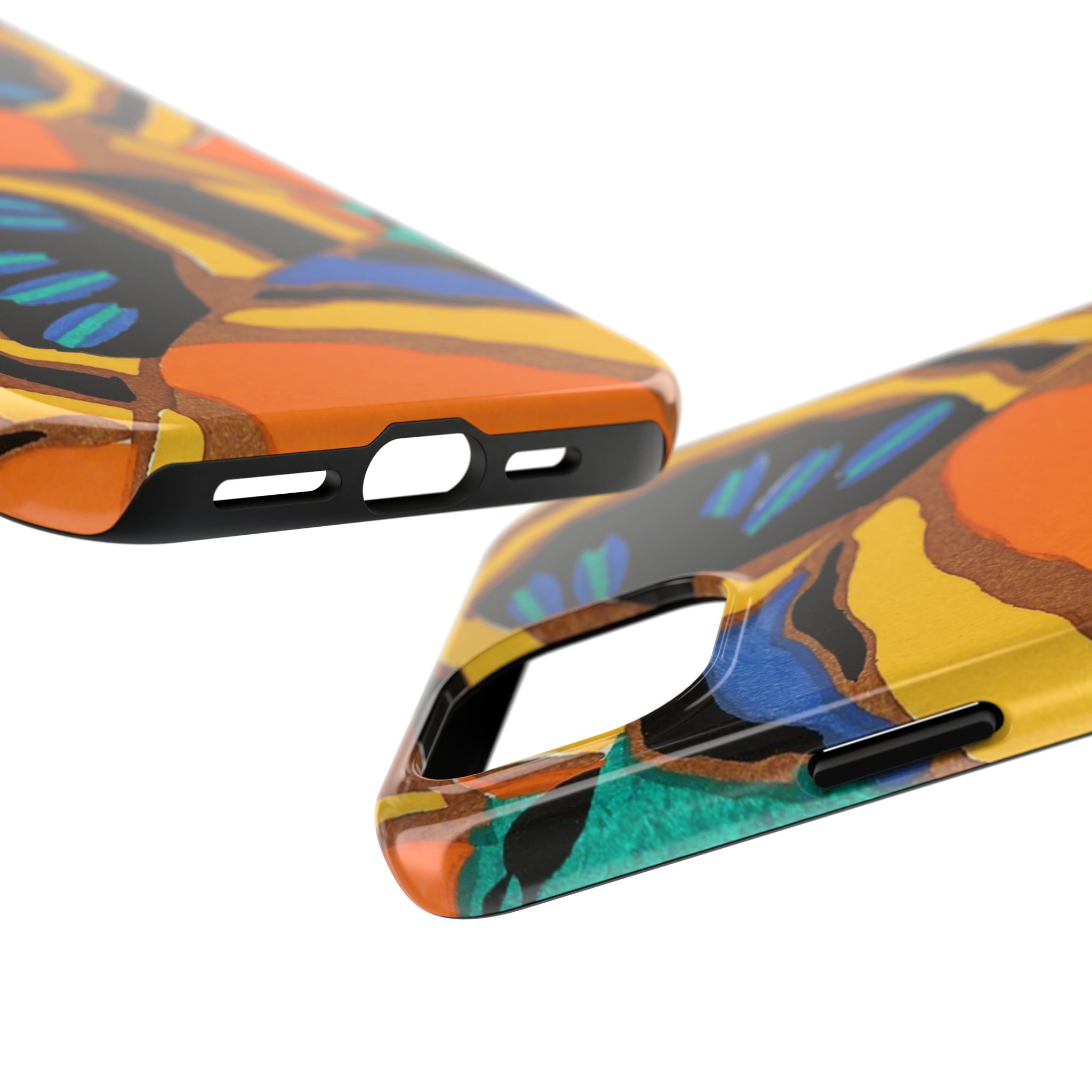 Orange, Black & Blue Abstract Phone Case - Image 63