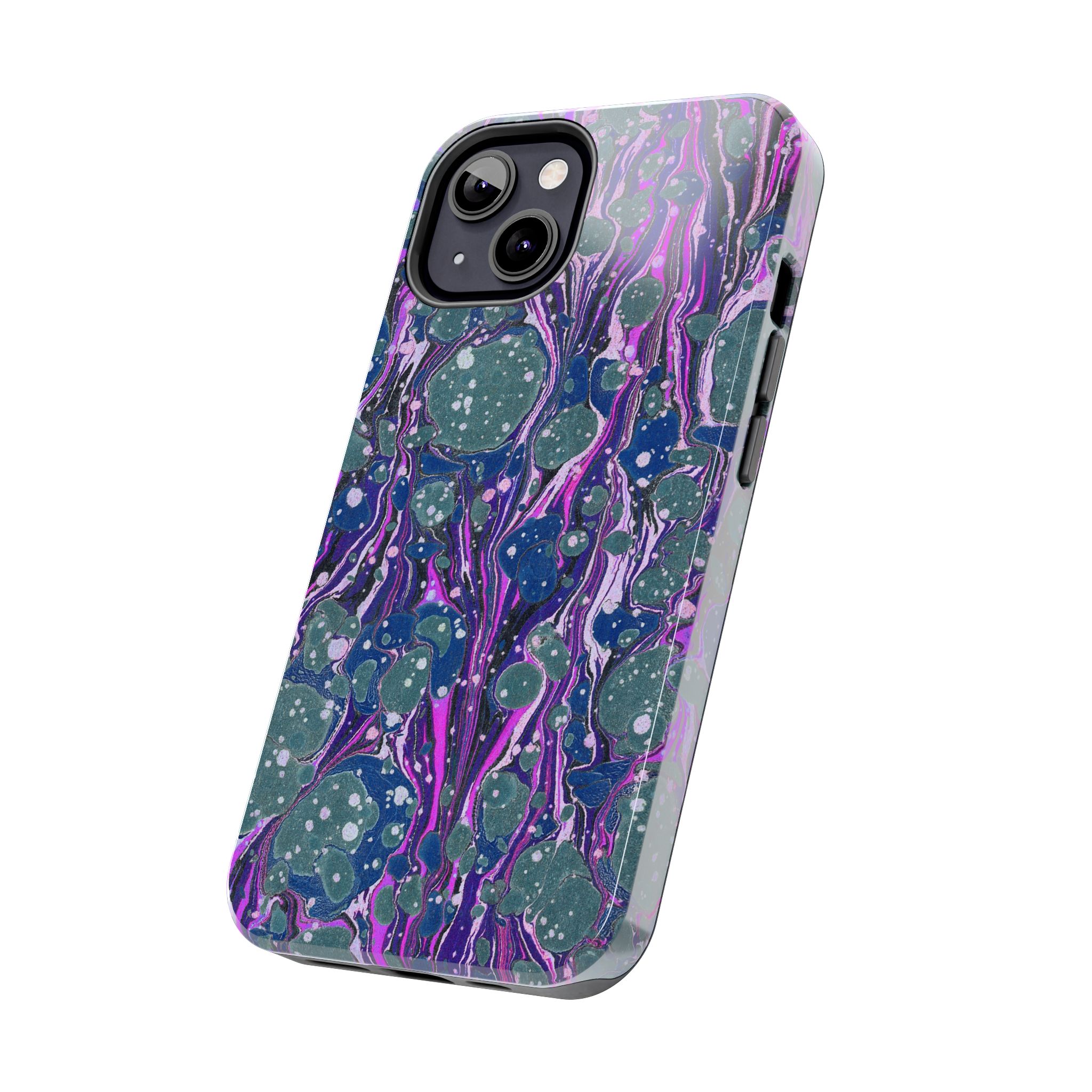 Marbled Phone Case - Navy, Magenta & Moss Green - Image 31