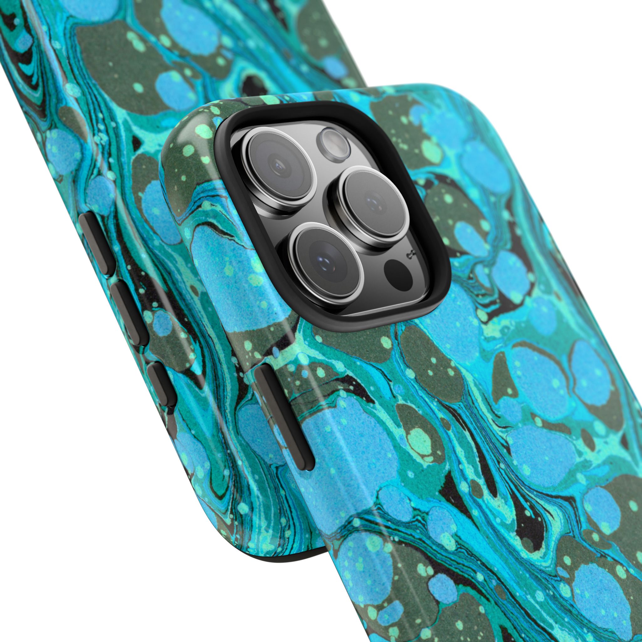 Marbled Phone Case - Aqua & Moss Green - Image 73