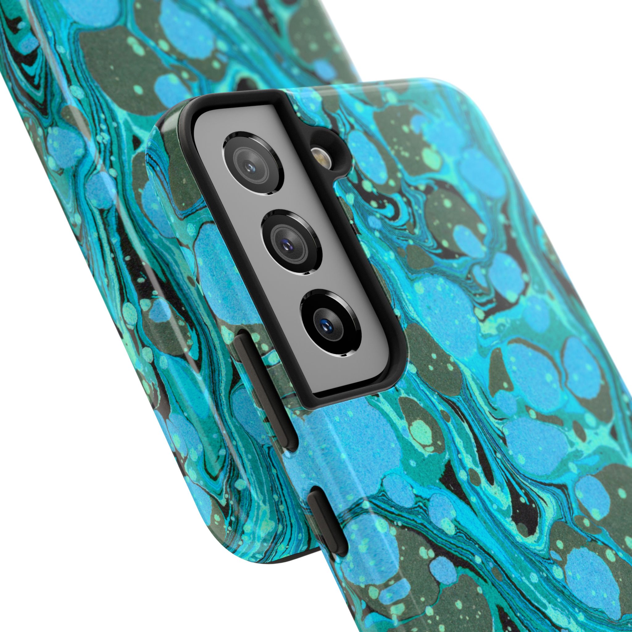 Marbled Phone Case - Aqua & Moss Green - Image 90