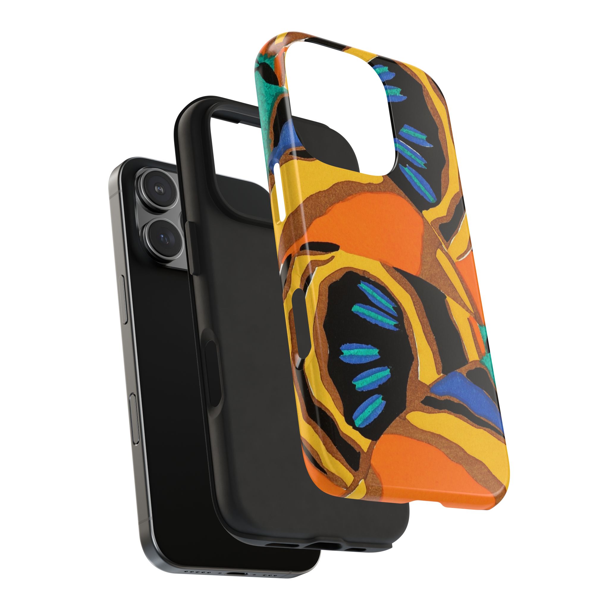 Orange, Black & Blue Abstract Phone Case - Image 71