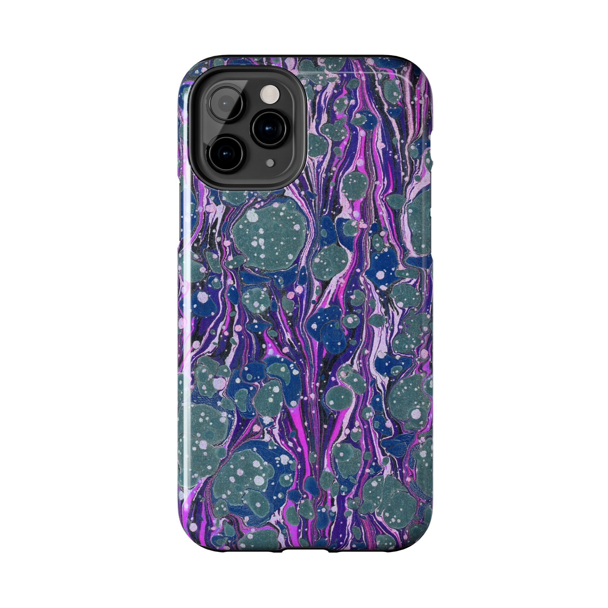 Marbled Phone Case - Navy, Magenta & Moss Green - Image 6