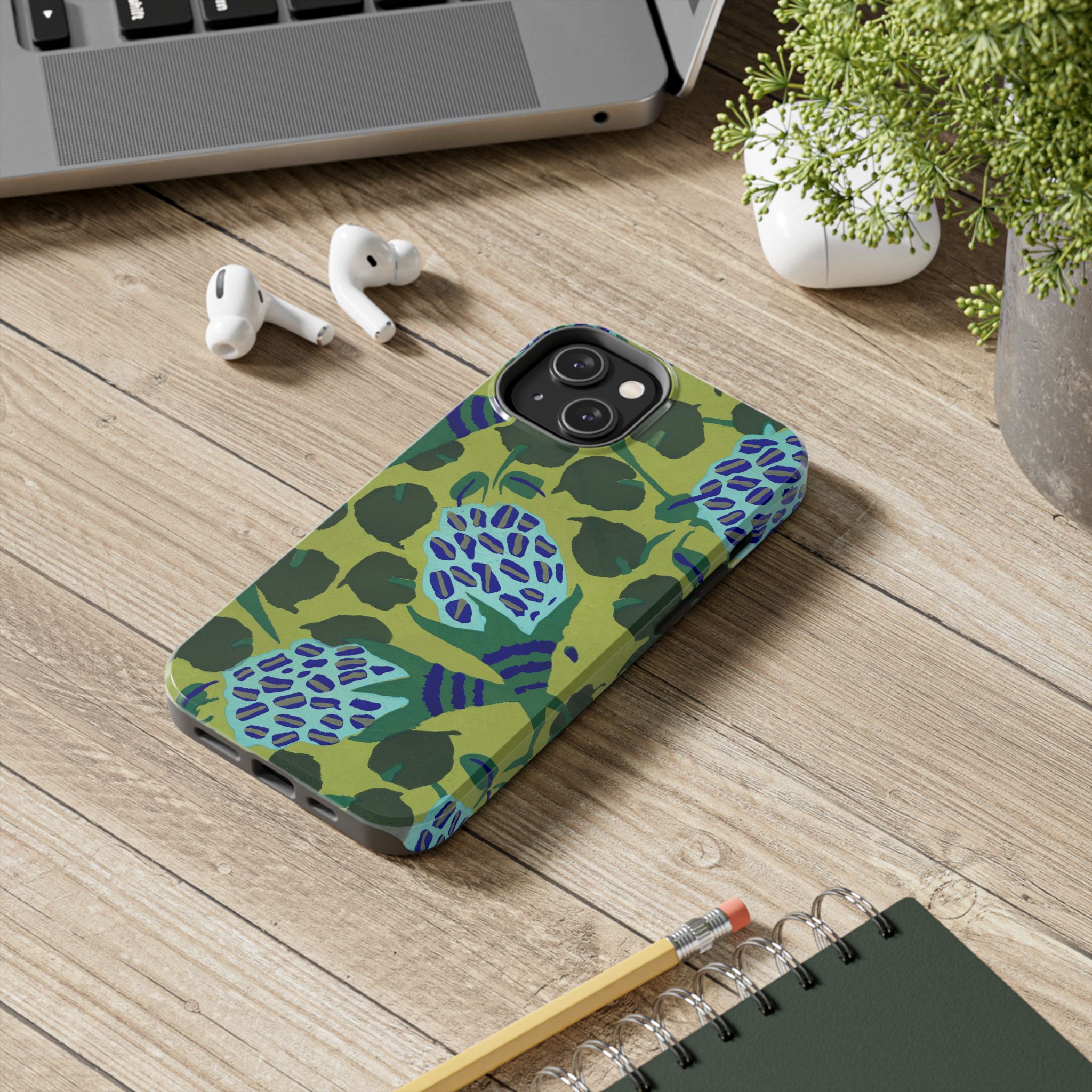 Blue & Green Floral Abstract Phone Case - Image 46