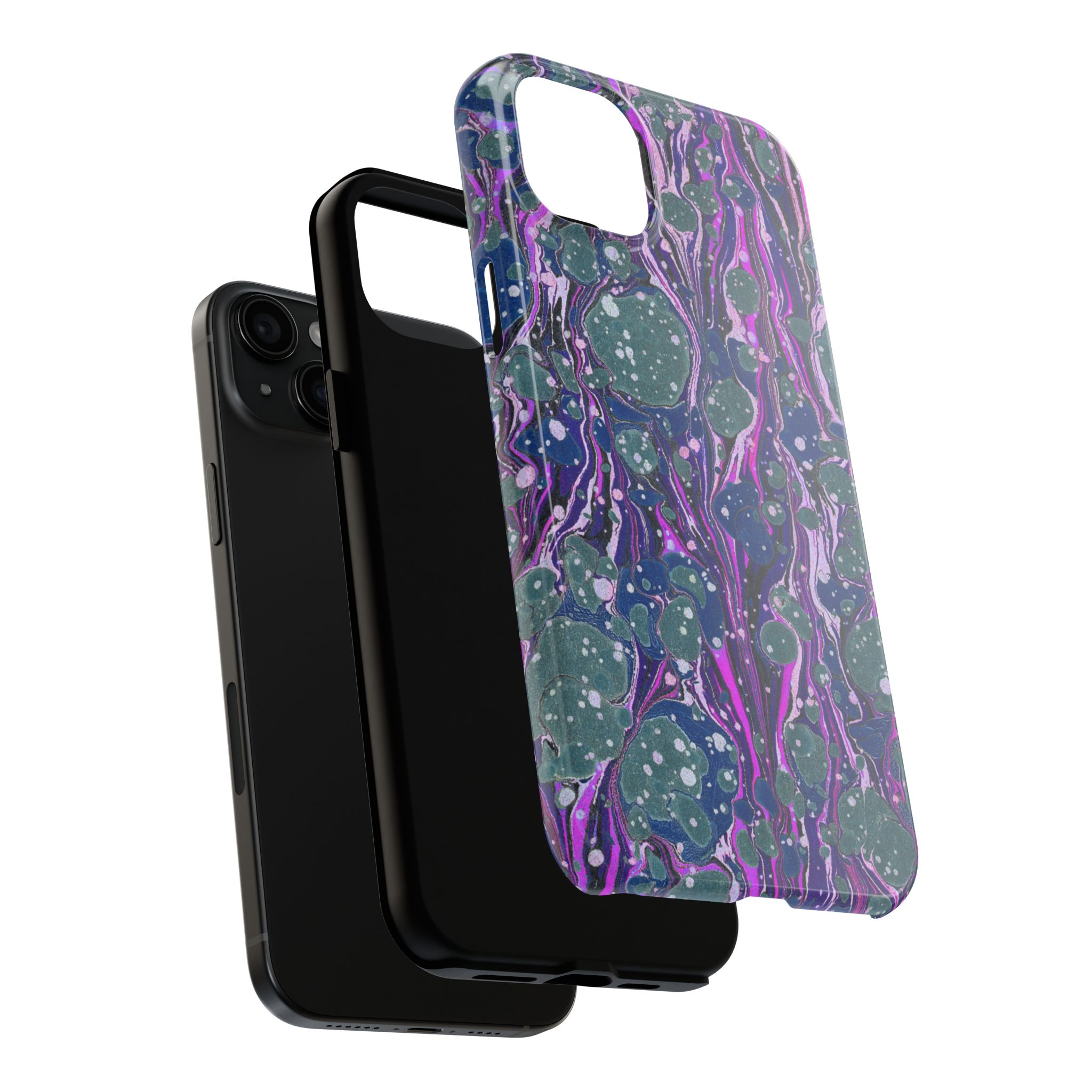 Marbled Phone Case - Navy, Magenta & Moss Green - Image 64
