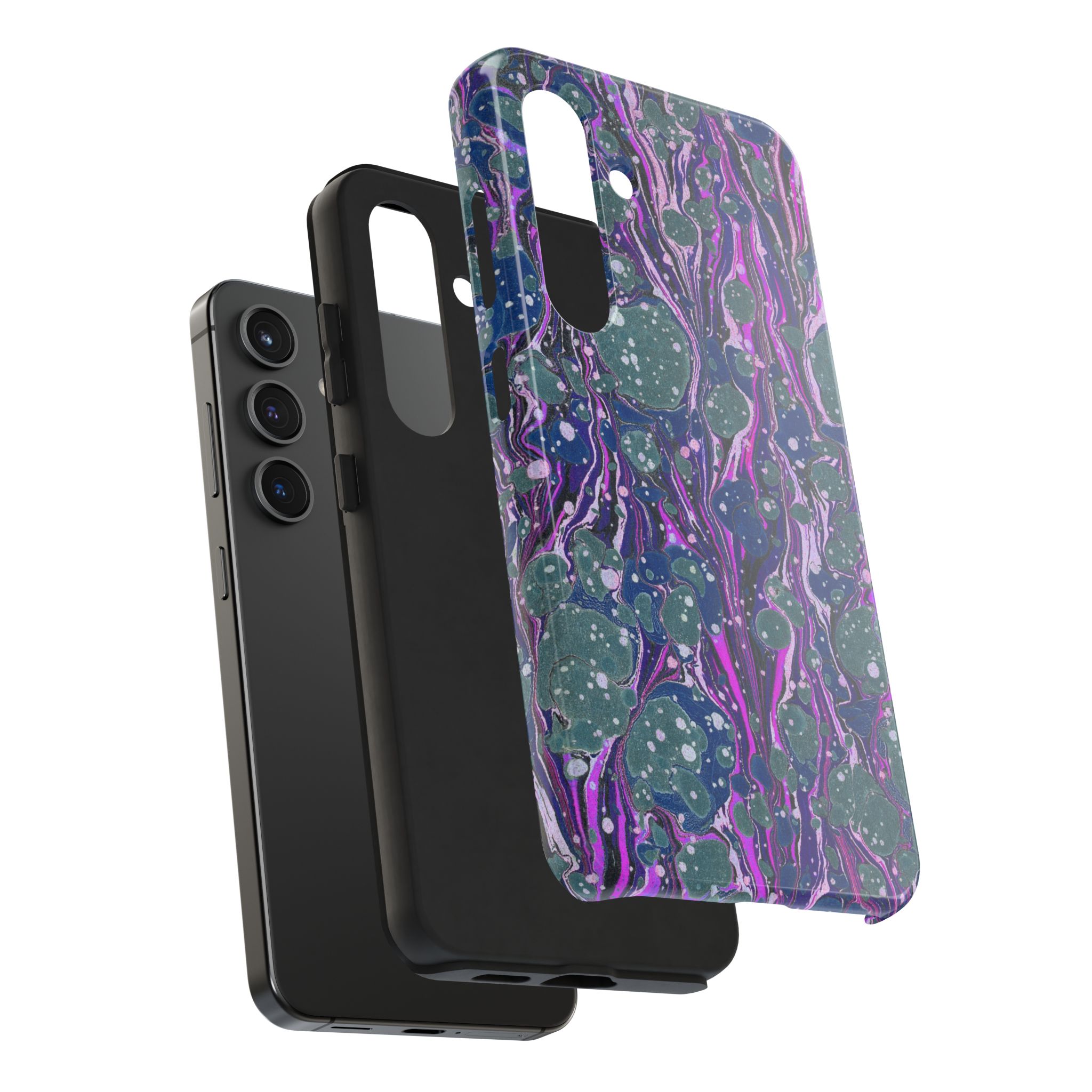 Marbled Phone Case - Navy, Magenta & Moss Green - Image 84