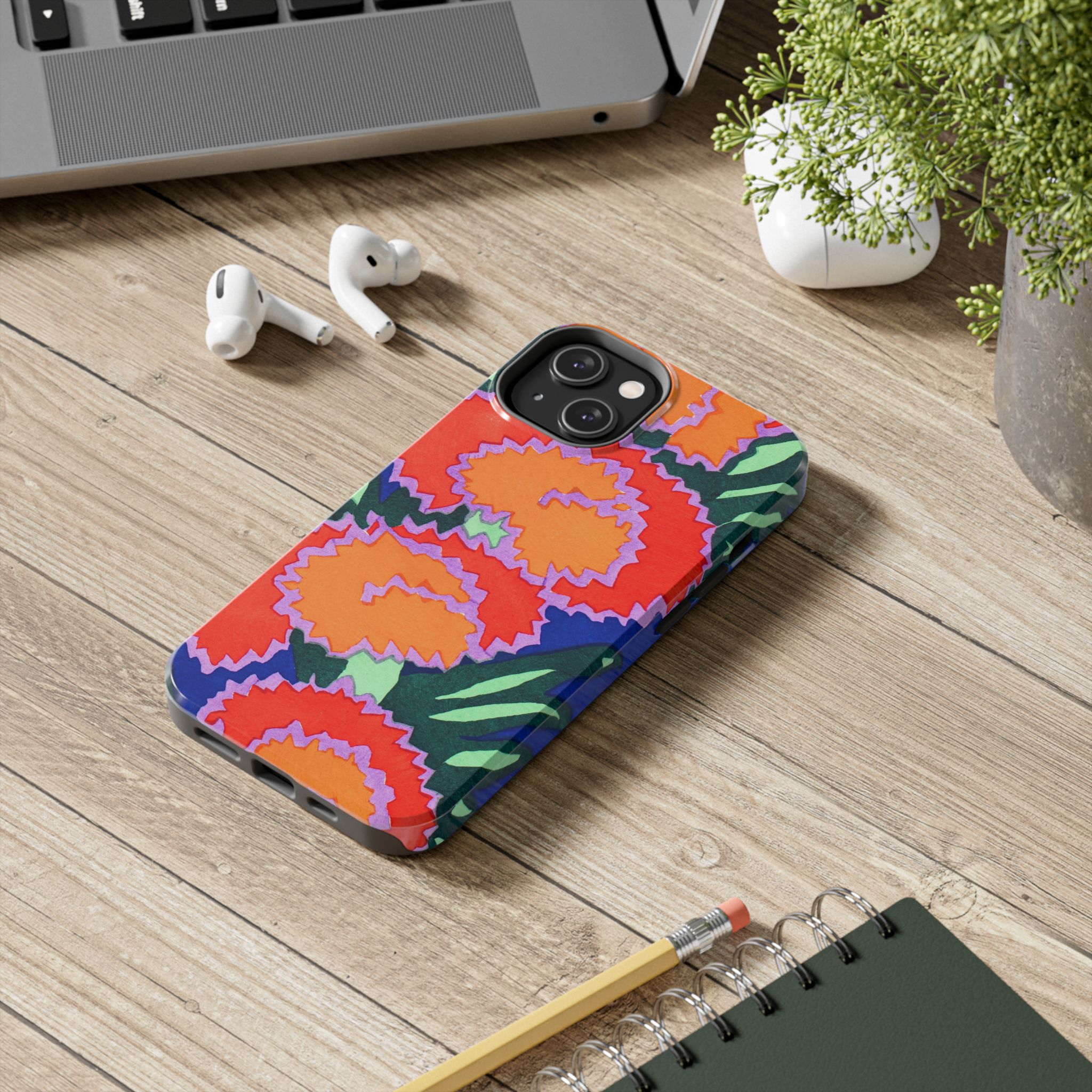Orange & Red Floral Abstract Phone Case - Image 46