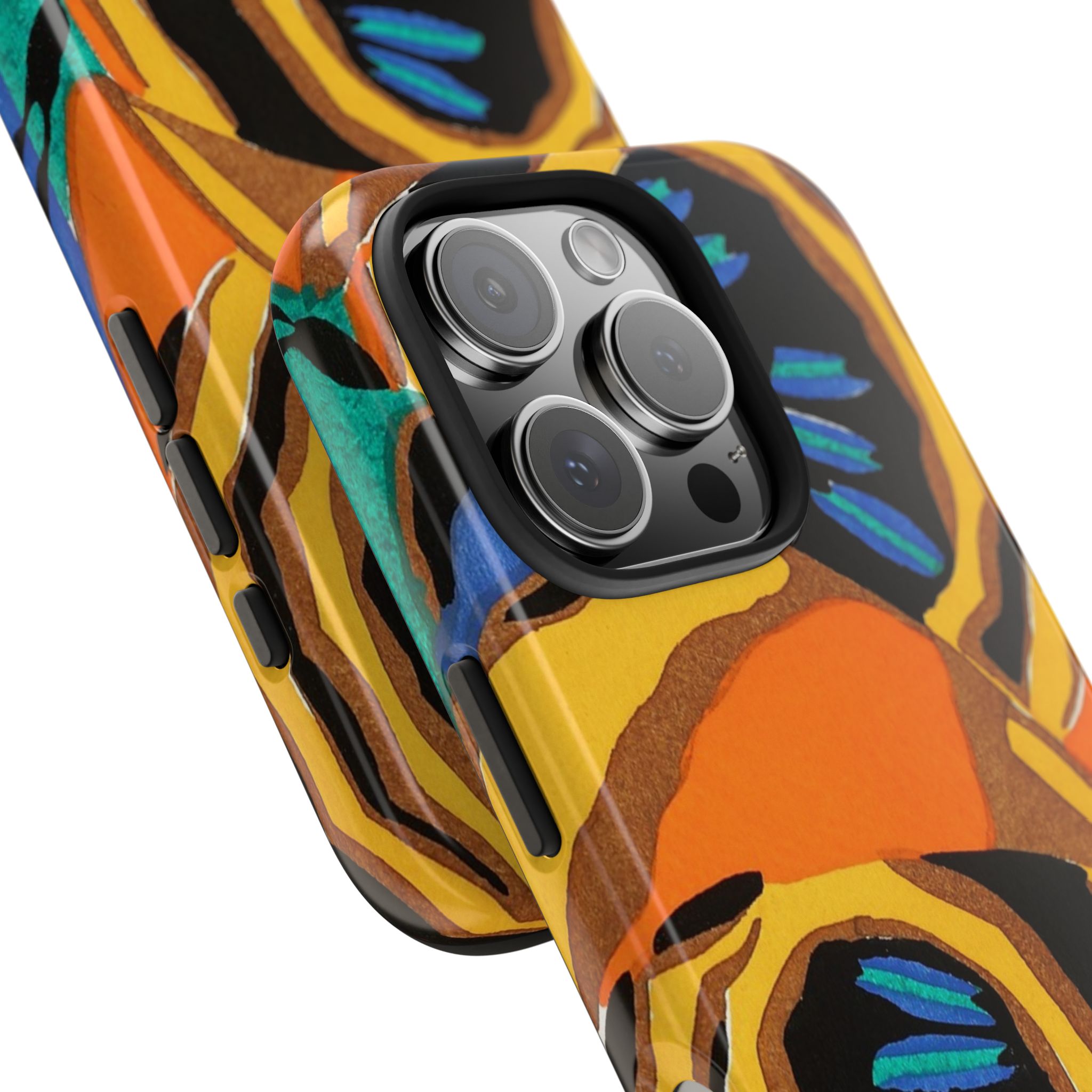 Orange, Black & Blue Abstract Phone Case - Image 70