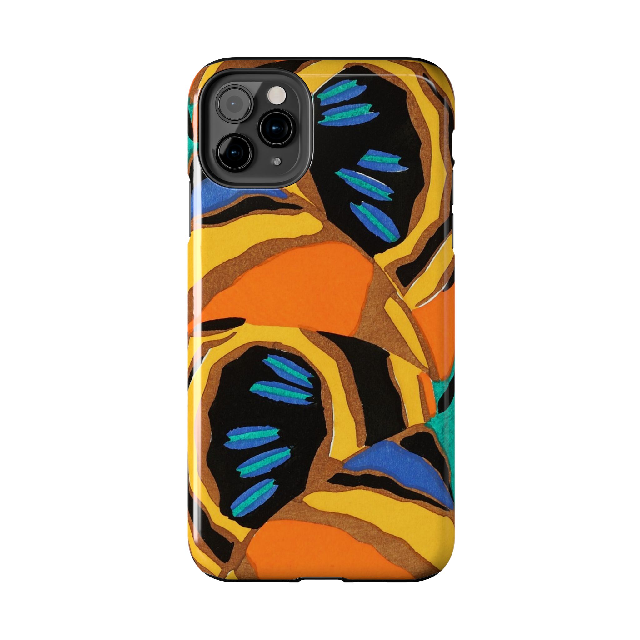 Orange, Black & Blue Abstract Phone Case - Image 10
