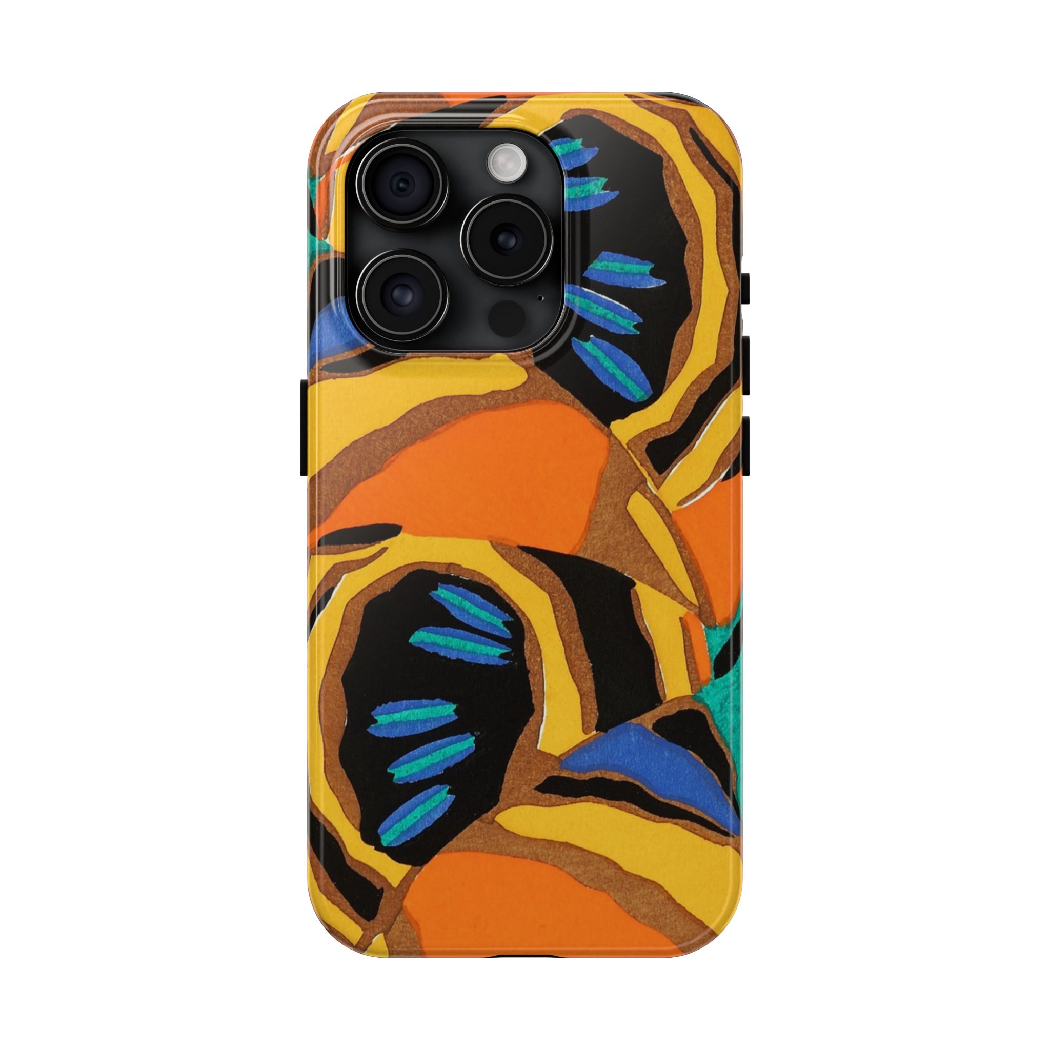Orange, Black & Blue Abstract Phone Case - Image 57
