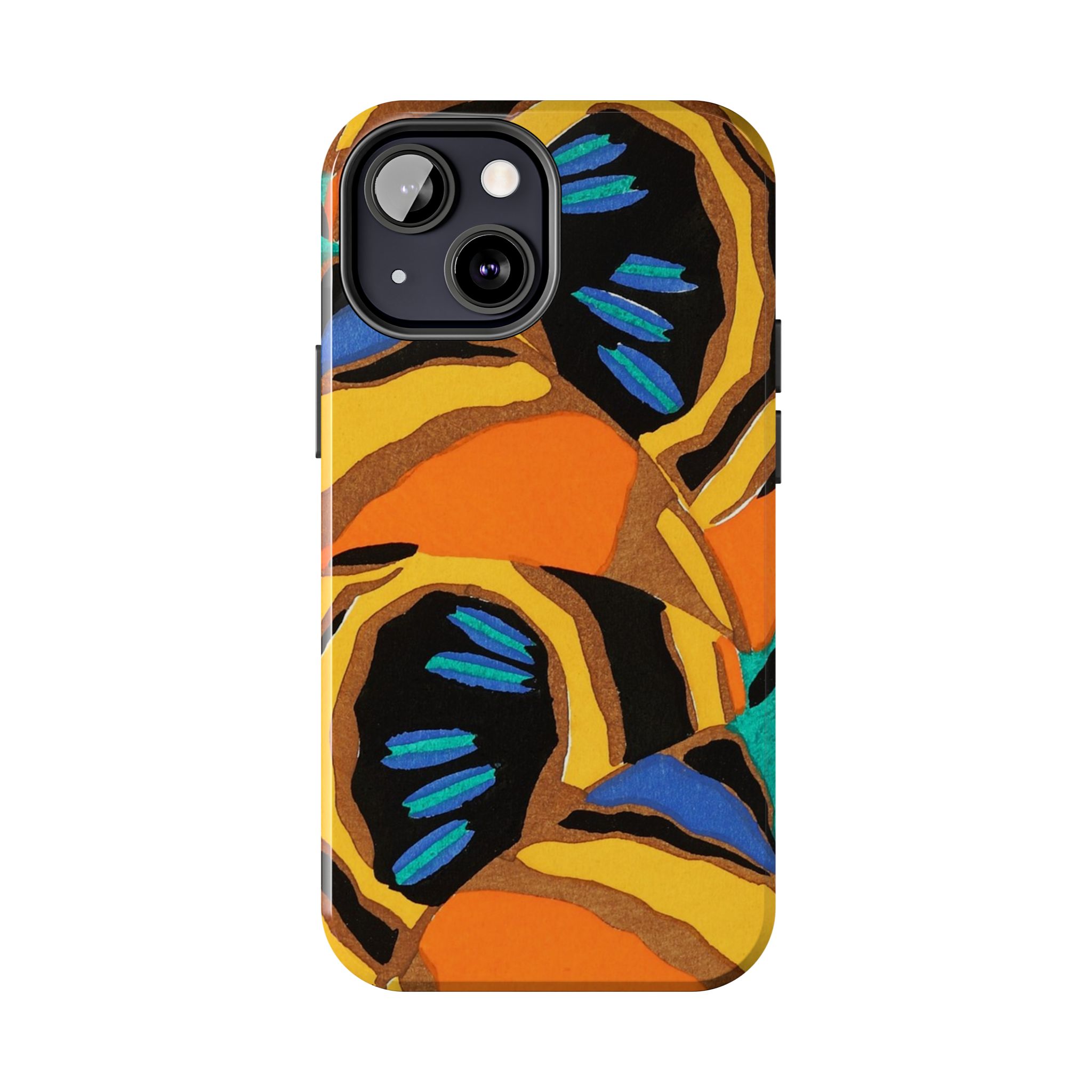 Orange, Black & Blue Abstract Phone Case - Image 34