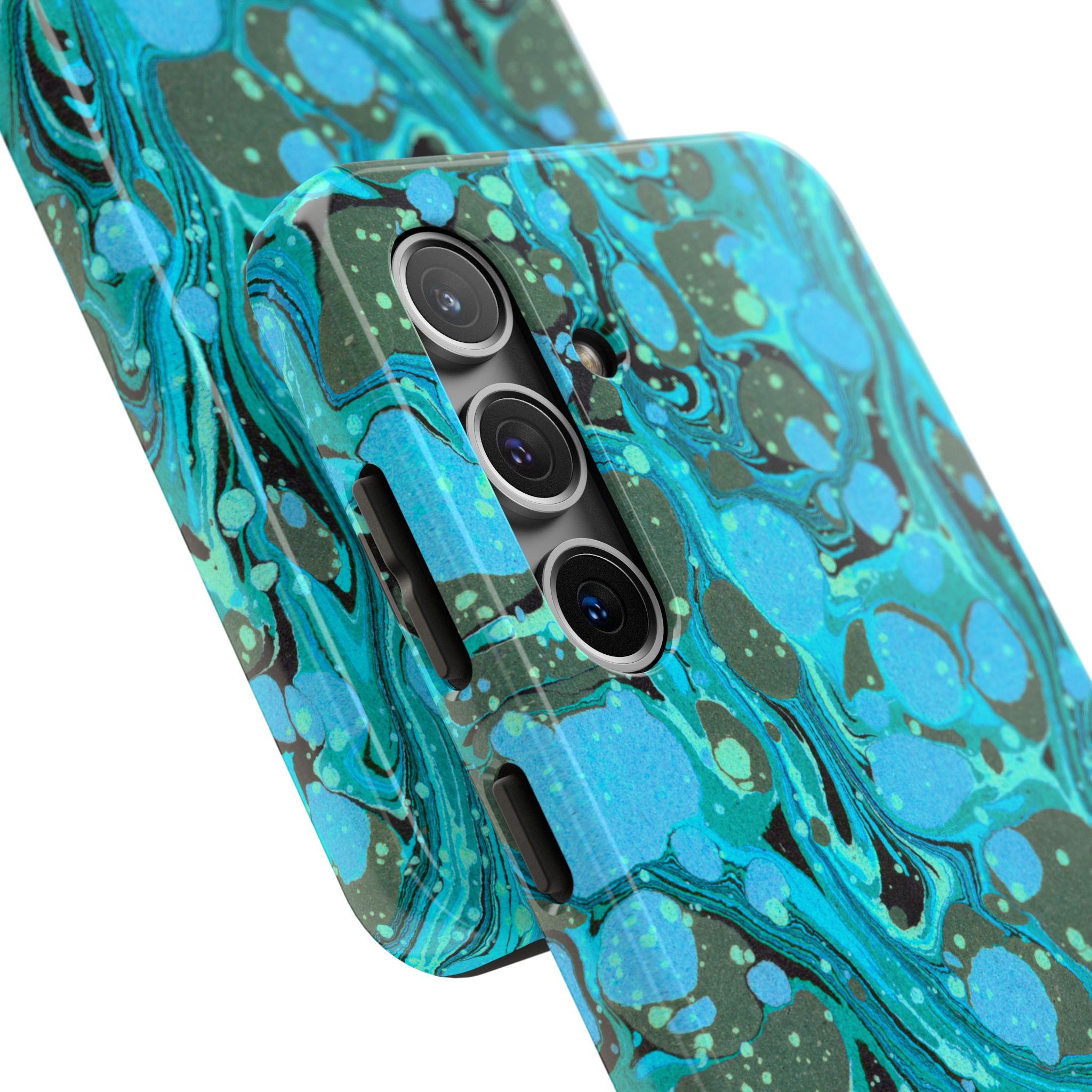 Marbled Phone Case - Aqua & Moss Green - Image 82