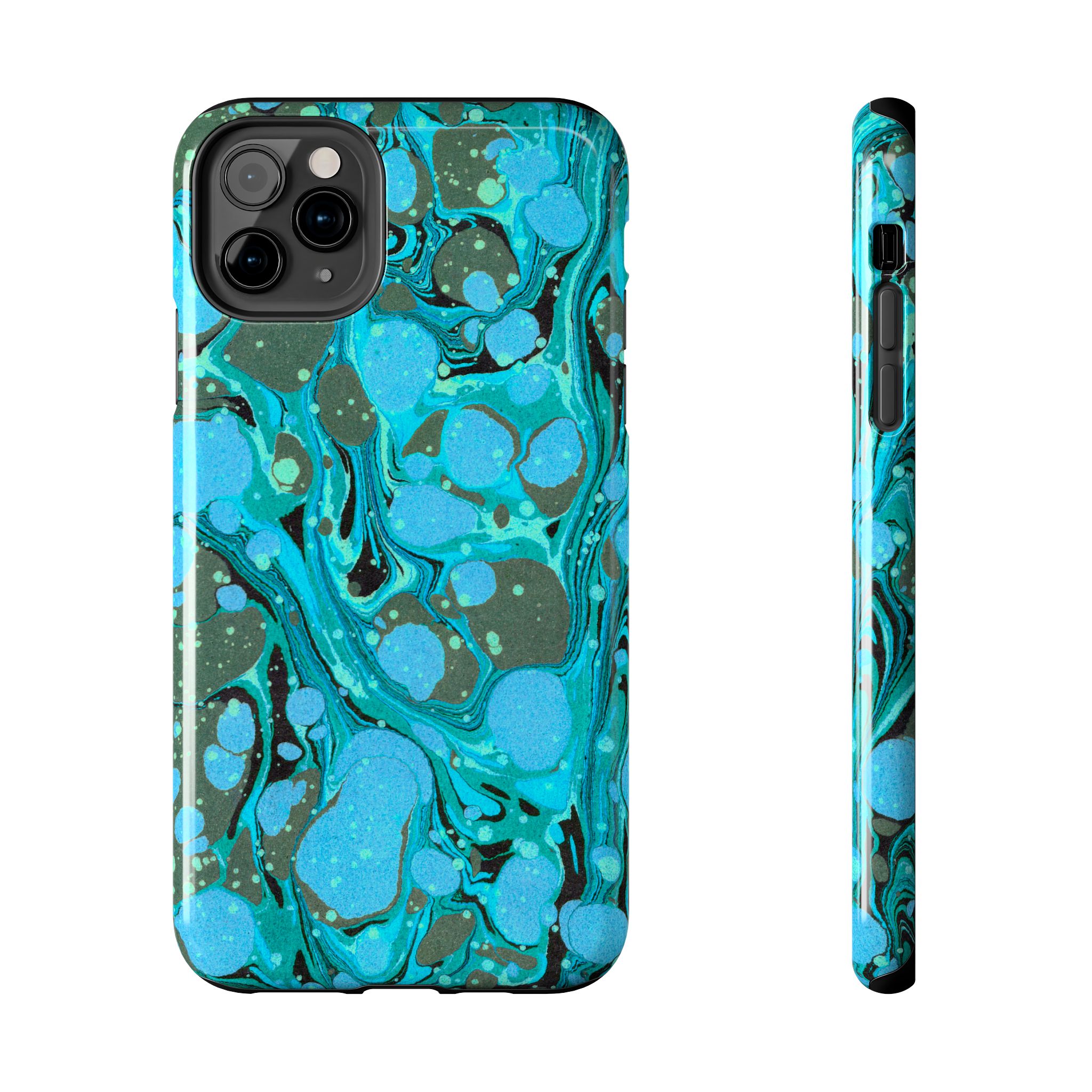 Marbled Phone Case - Aqua & Moss Green - Image 9