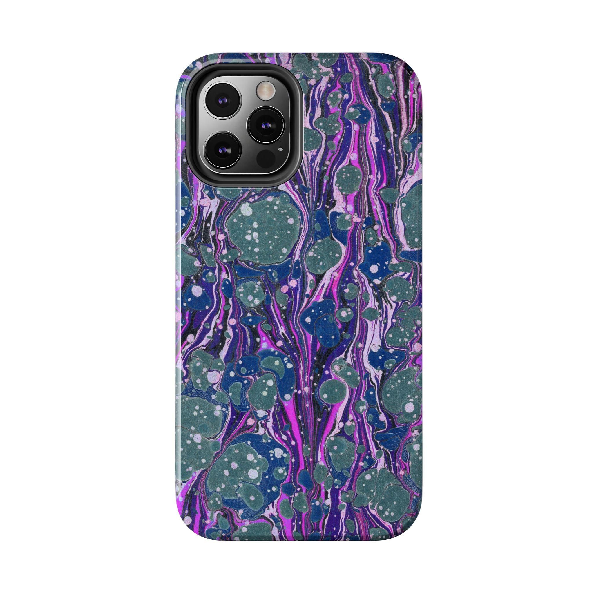 Marbled Phone Case - Navy, Magenta & Moss Green - Image 22