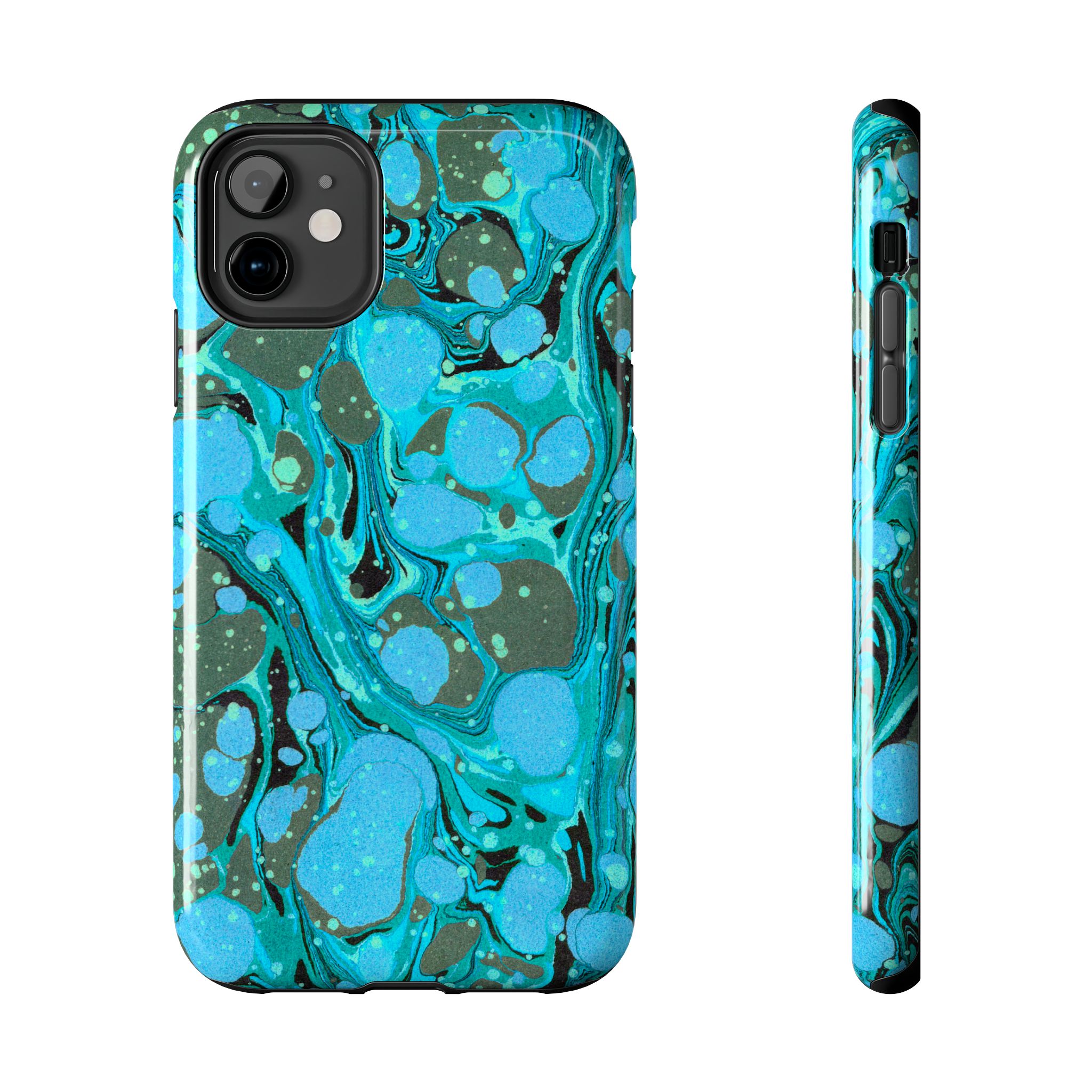 Marbled Phone Case - Aqua & Moss Green
