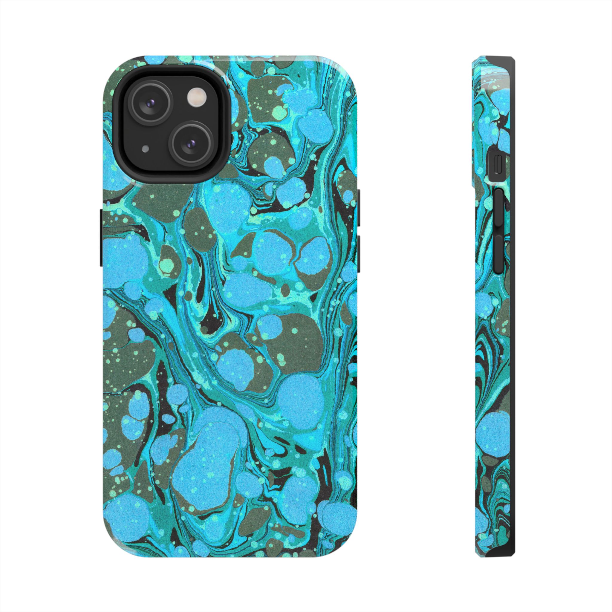 Marbled Phone Case - Aqua & Moss Green - Image 45
