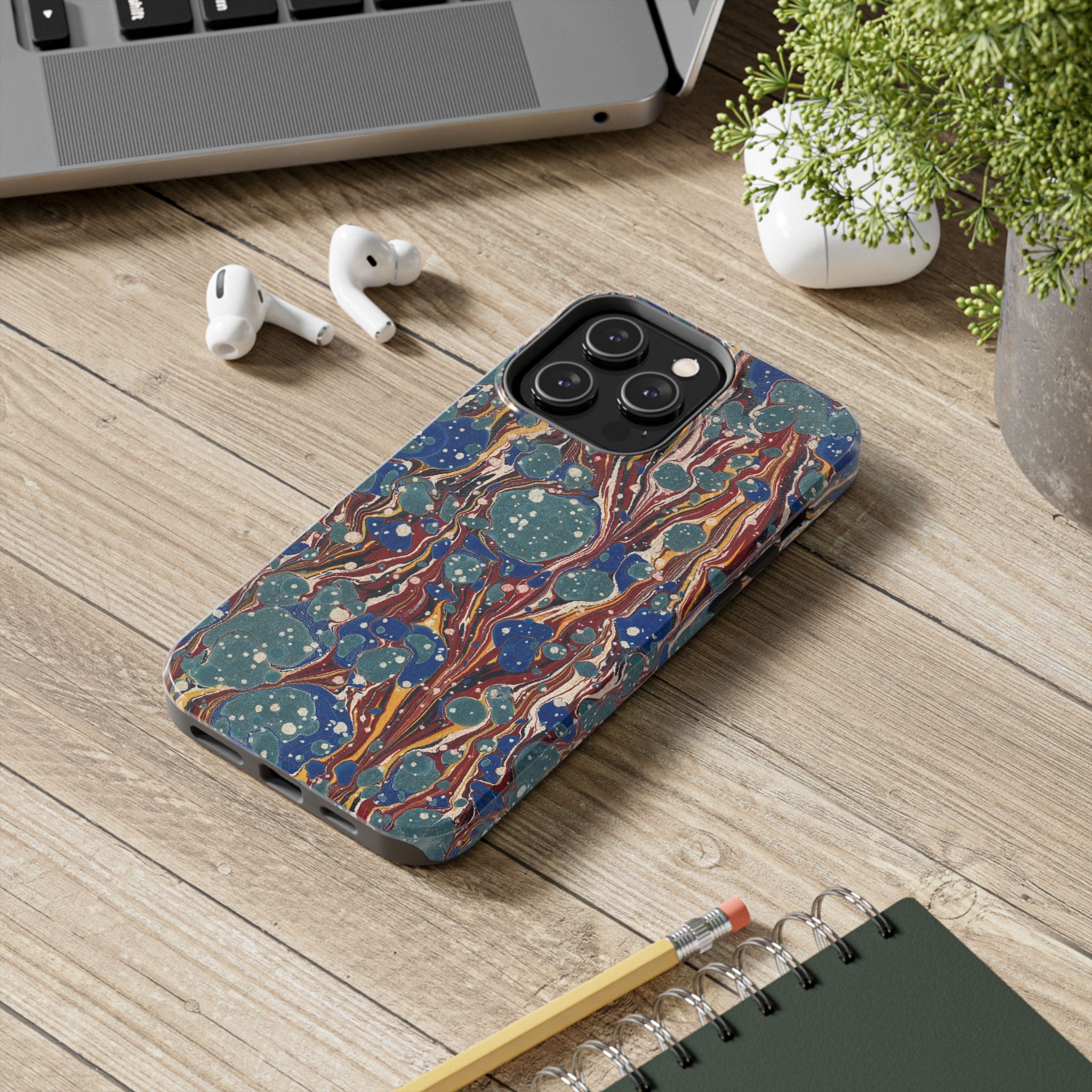 Marbled Phone Case - Dusty Blue & Rust - Image 50