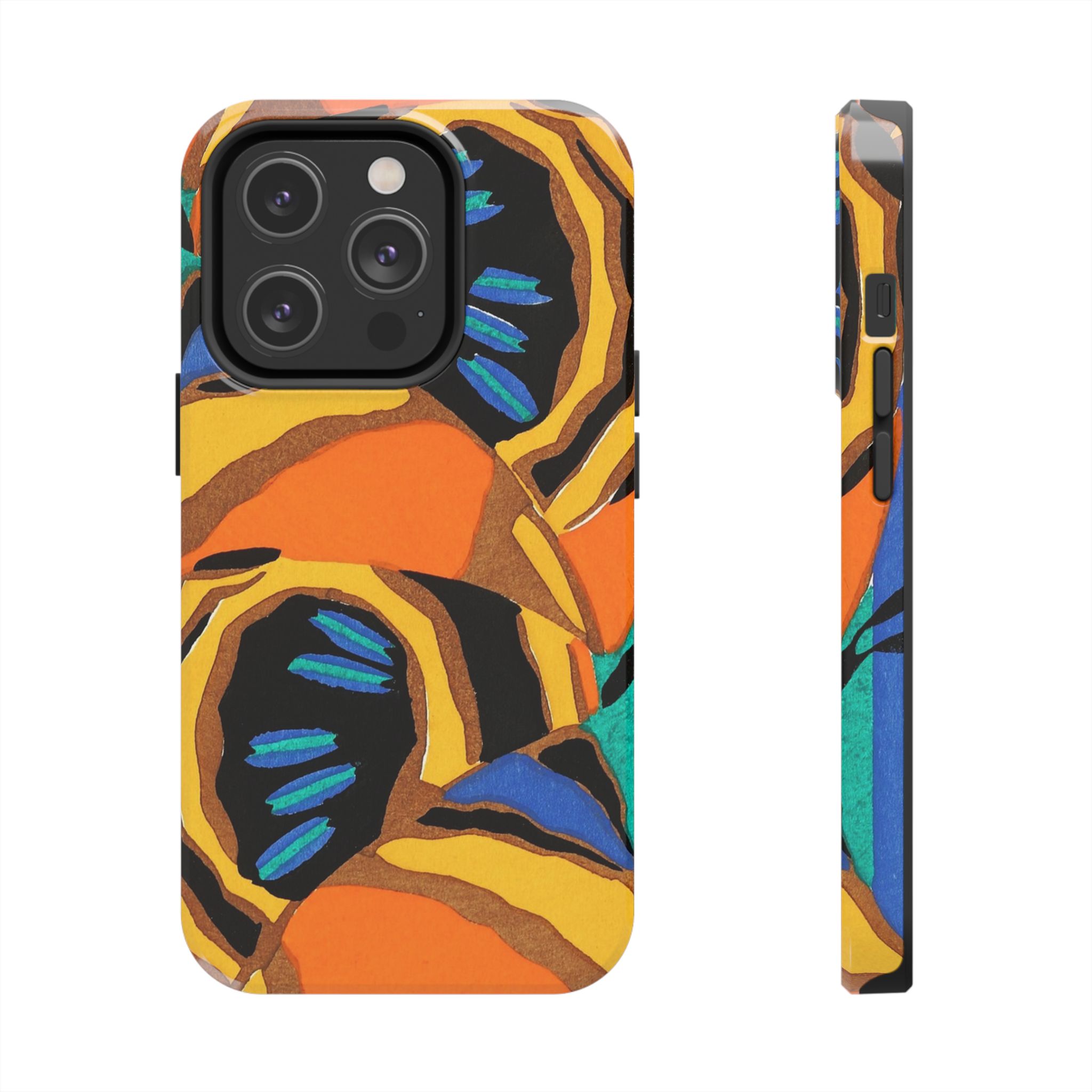 Orange, Black & Blue Abstract Phone Case - Image 47