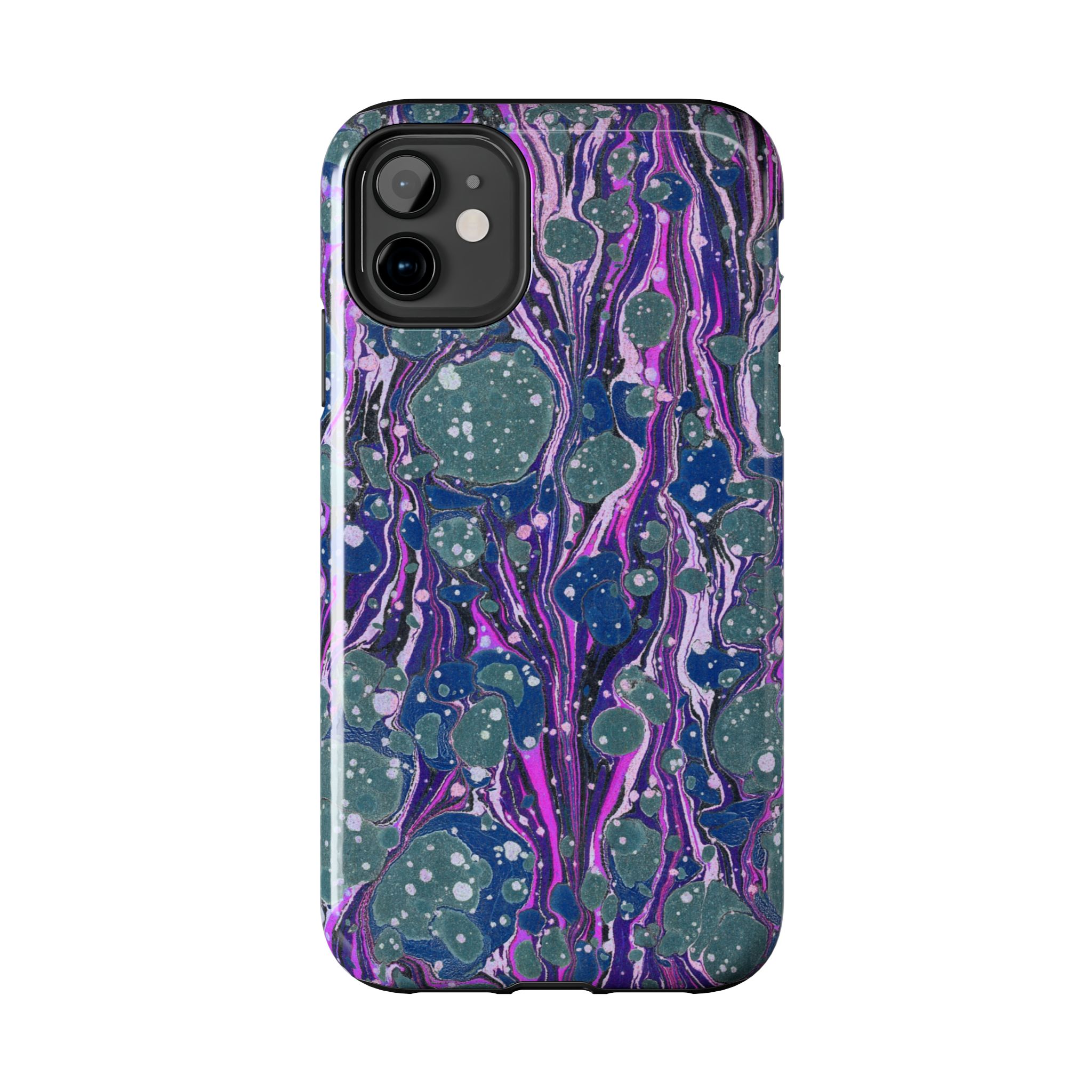 Marbled Phone Case - Navy, Magenta & Moss Green - Image 2