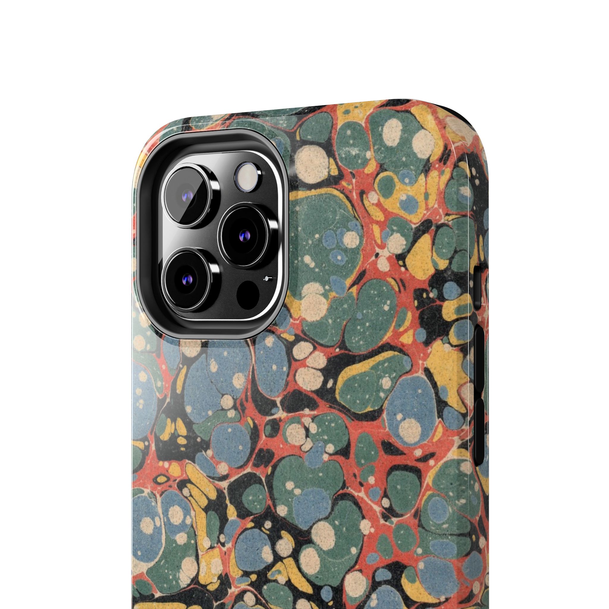 18th C. Marbled Paper Phone Case - Blue, Orange & Black - Image 28