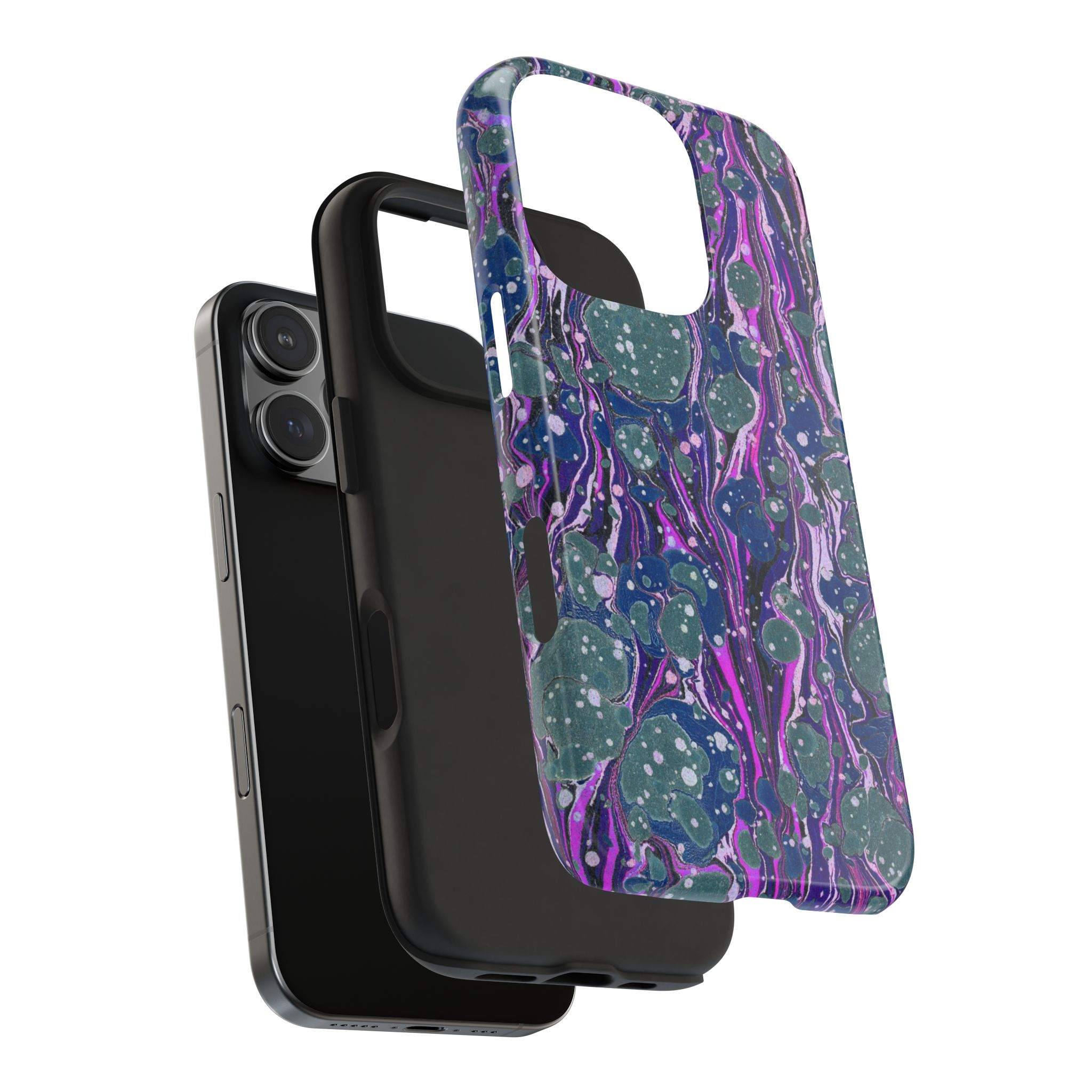 Marbled Phone Case - Navy, Magenta & Moss Green - Image 71