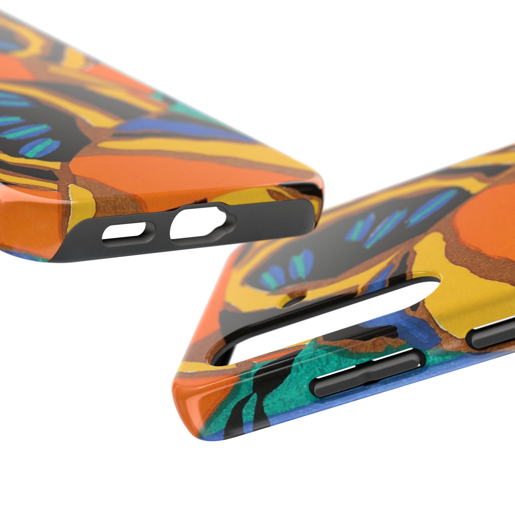 Orange, Black & Blue Abstract Phone Case - Image 83