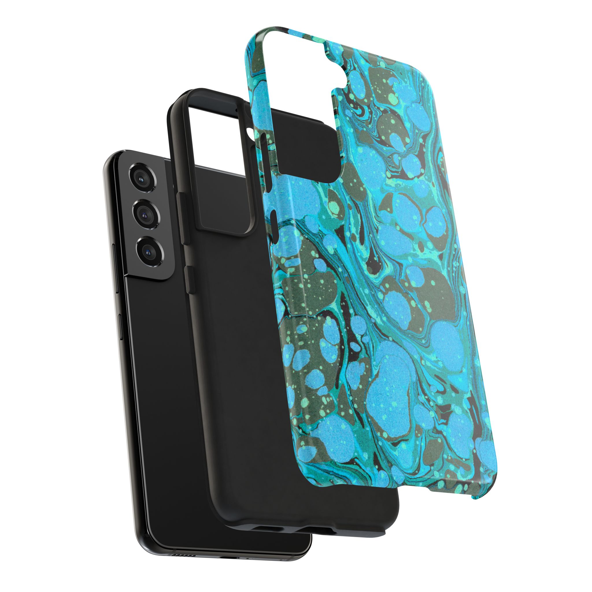 Marbled Phone Case - Aqua & Moss Green - Image 92