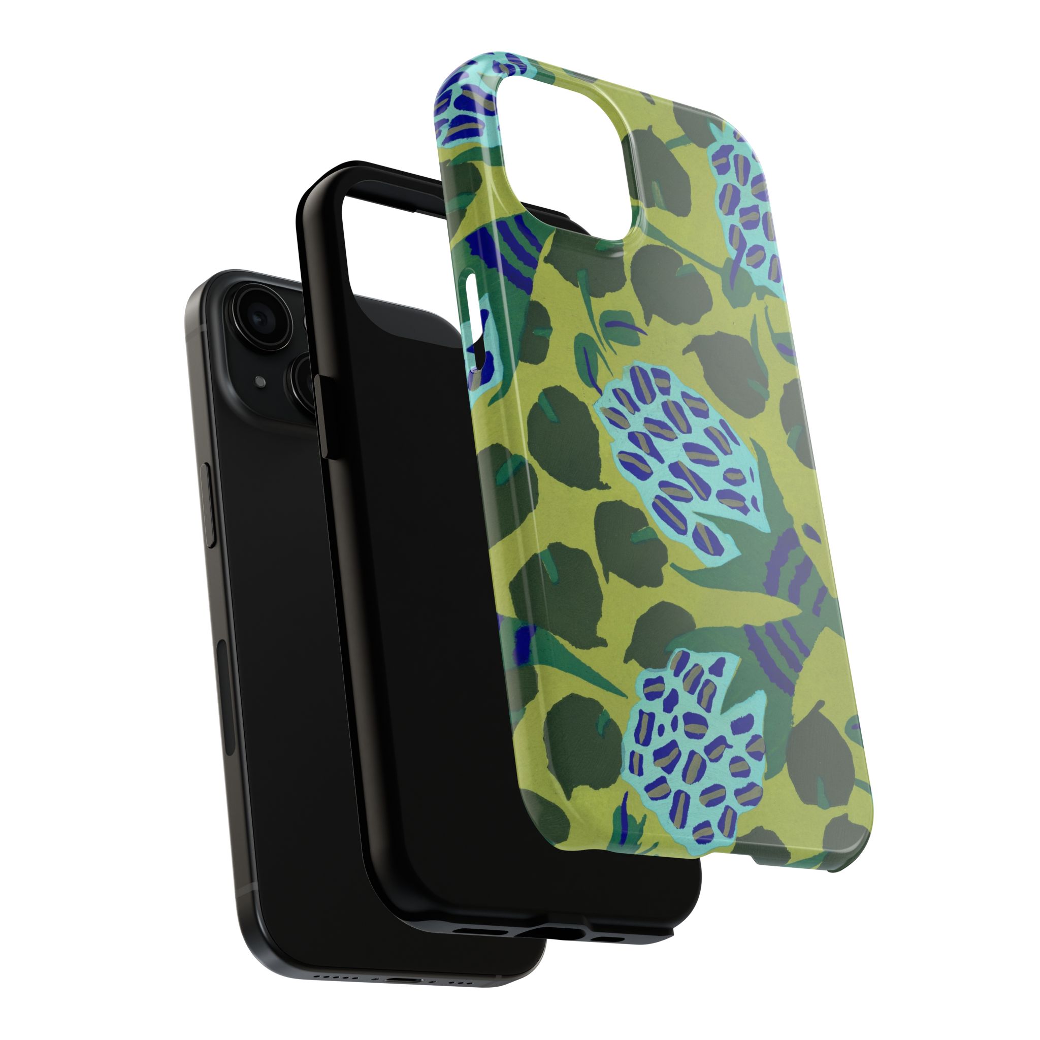 Blue & Green Floral Abstract Phone Case - Image 56