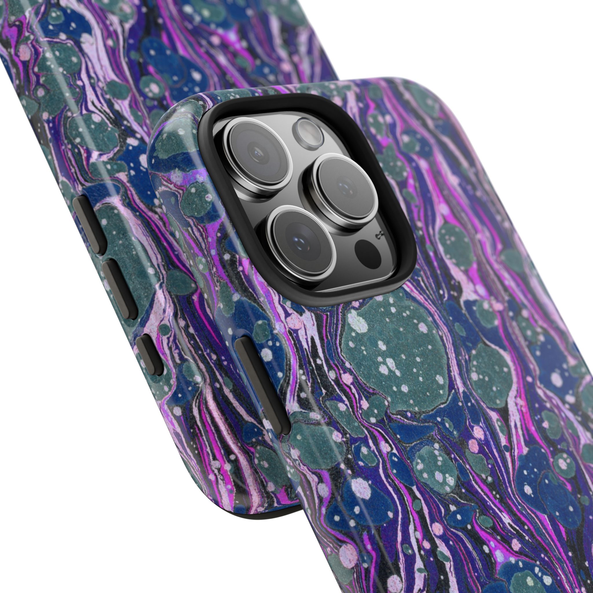 Marbled Phone Case - Navy, Magenta & Moss Green - Image 73