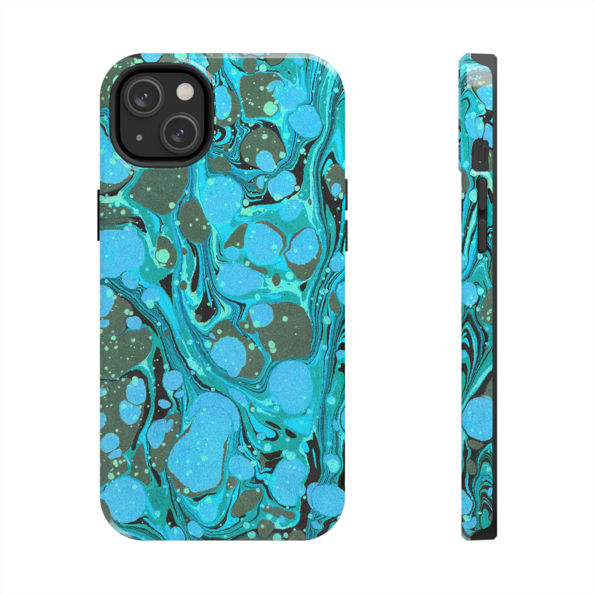 Marbled Phone Case - Aqua & Moss Green - Image 51