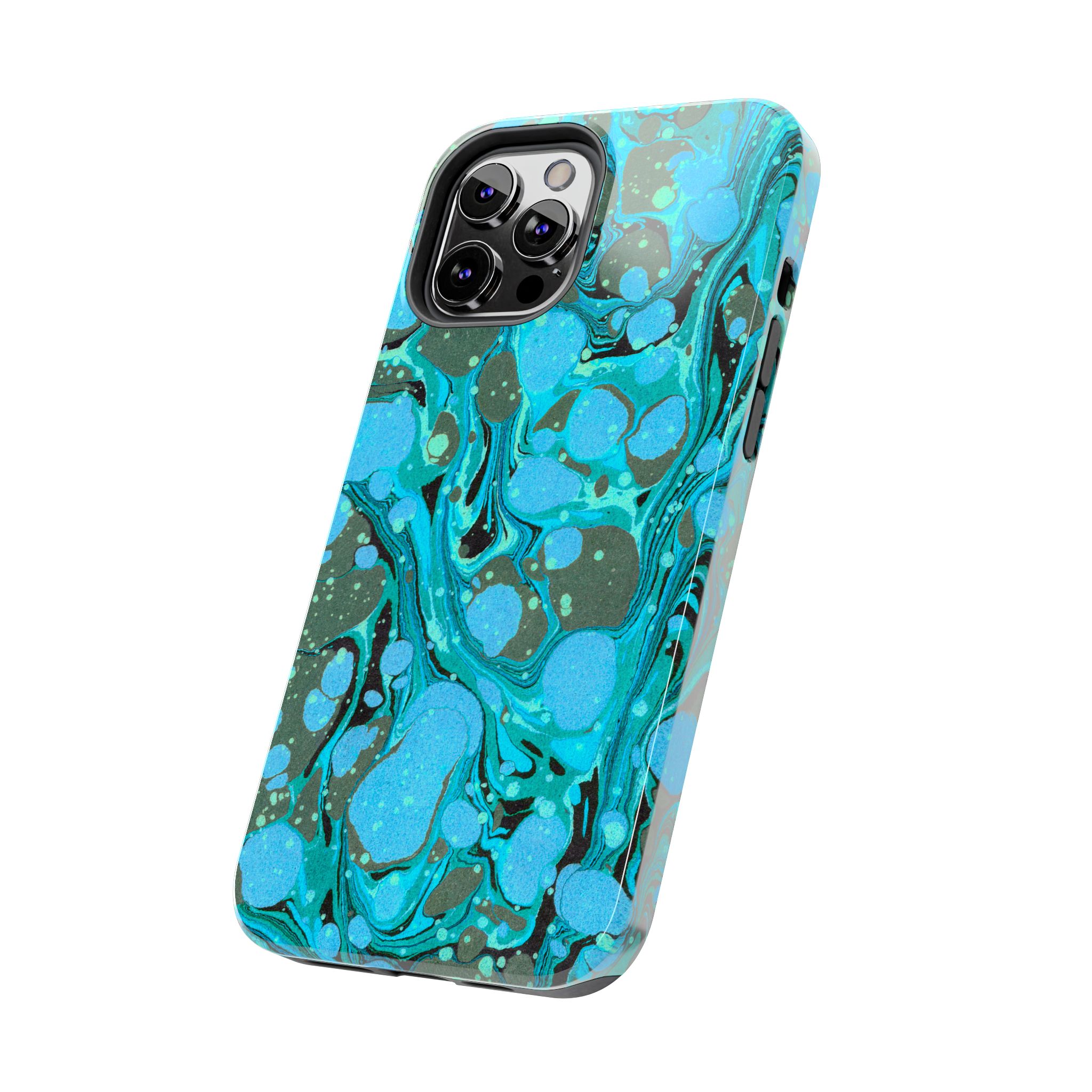 Marbled Phone Case - Aqua & Moss Green - Image 27