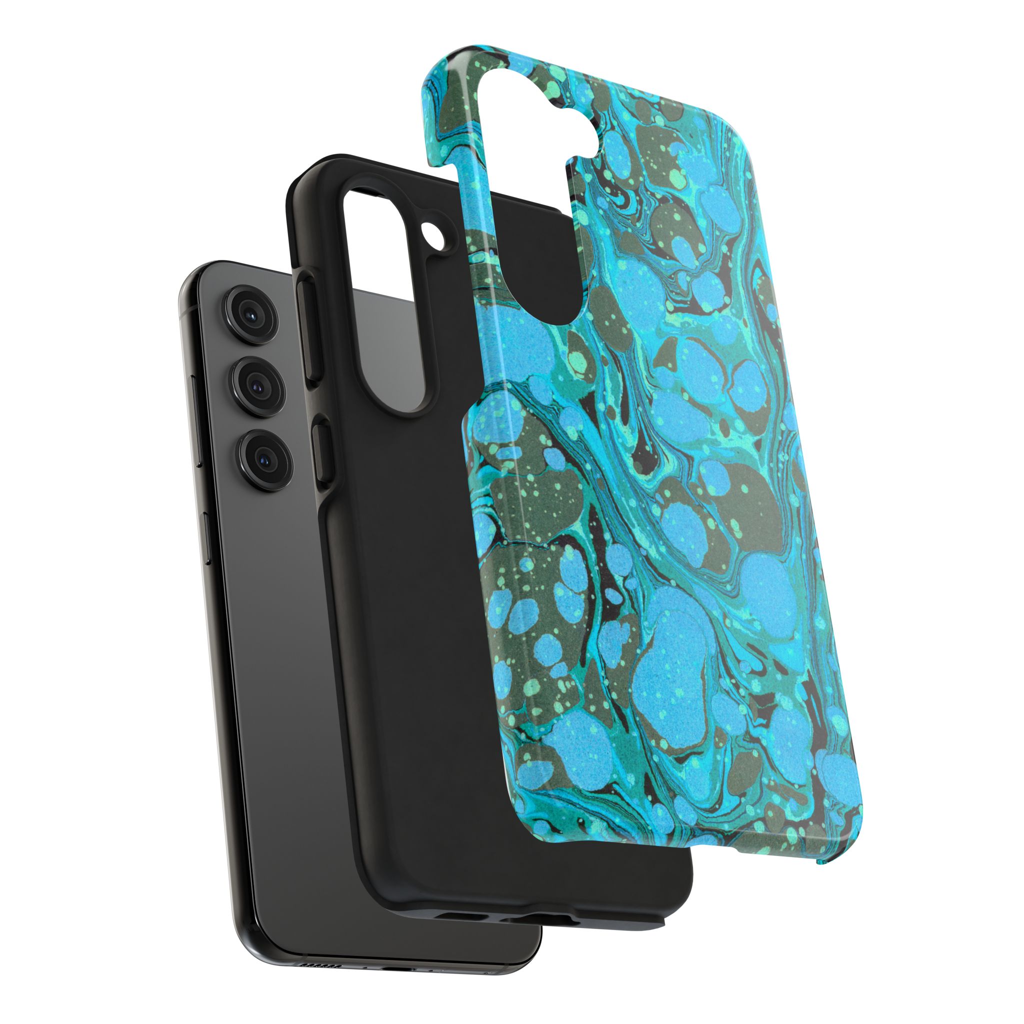 Marbled Phone Case - Aqua & Moss Green - Image 88