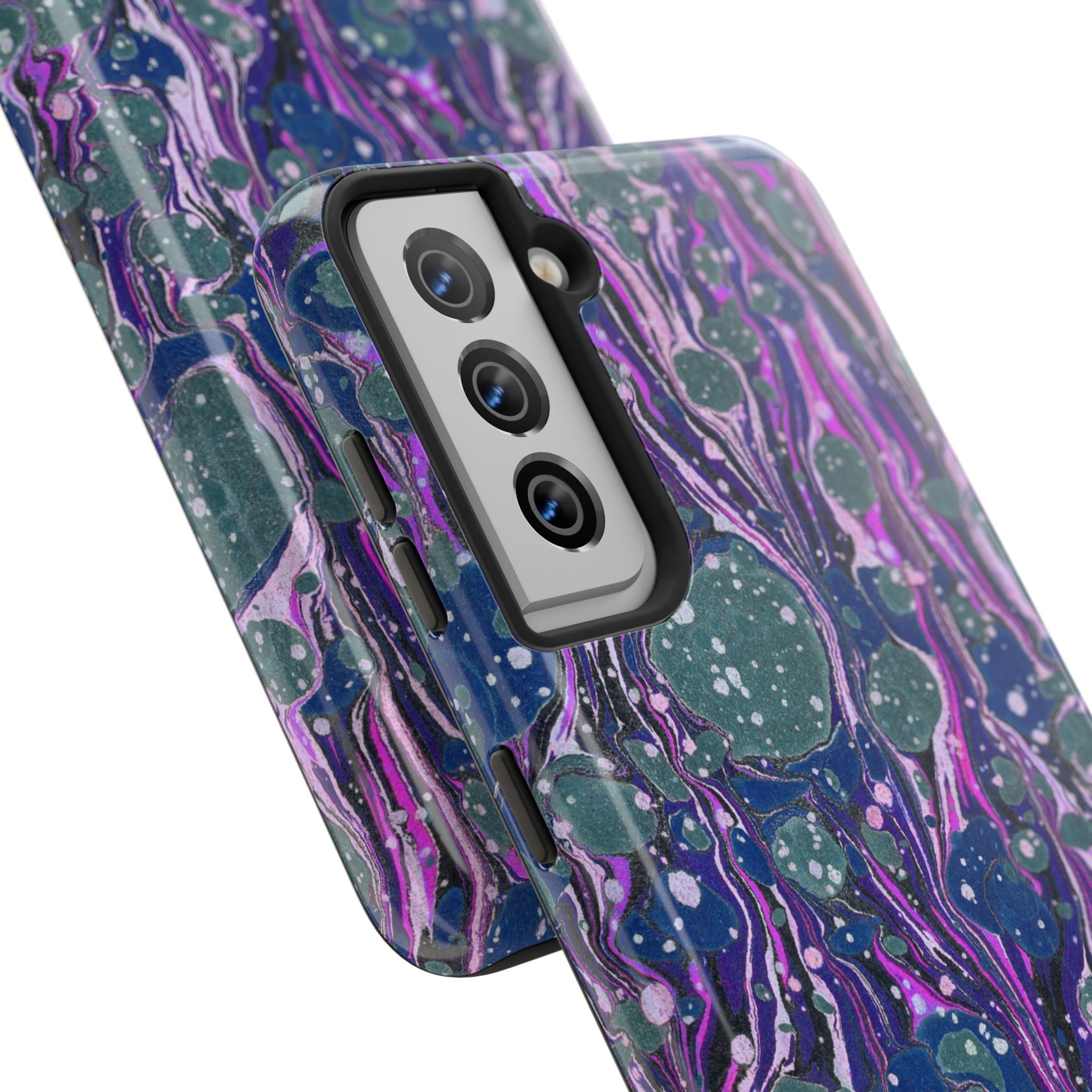 Marbled Phone Case - Navy, Magenta & Moss Green - Image 94