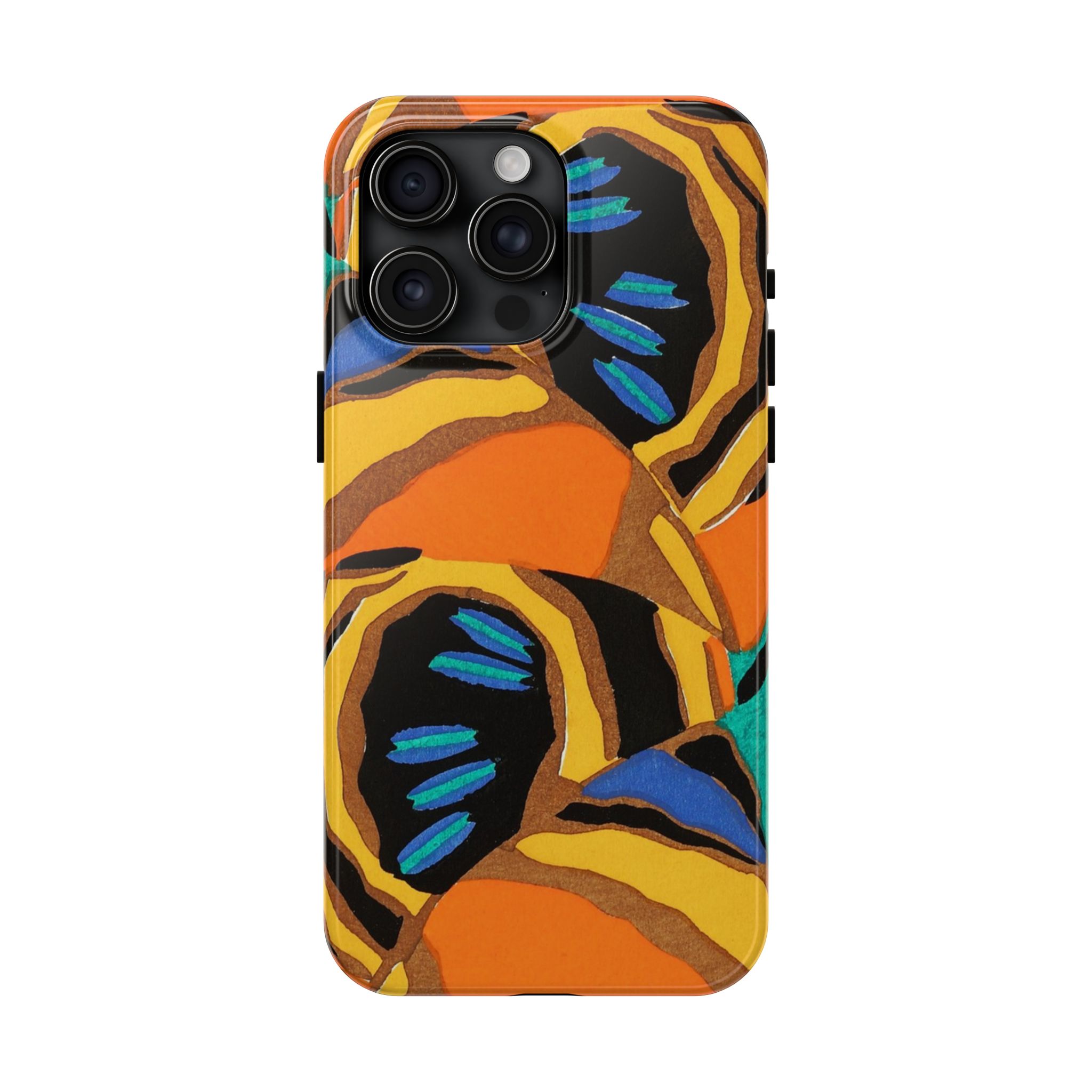 Orange, Black & Blue Abstract Phone Case - Image 65