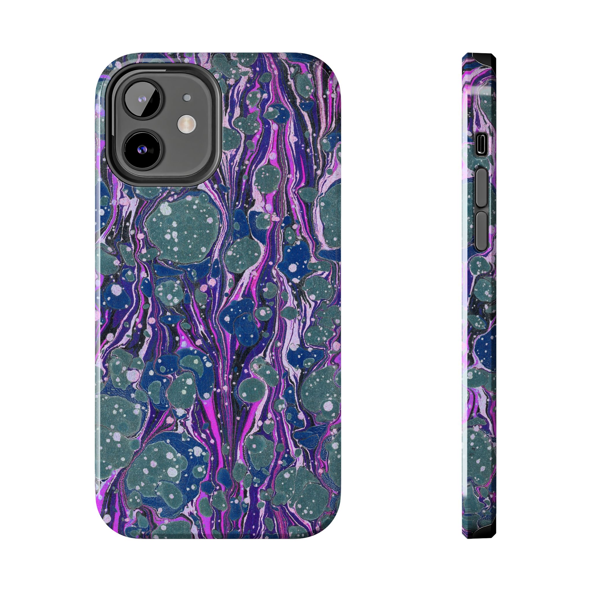 Marbled Phone Case - Navy, Magenta & Moss Green - Image 13