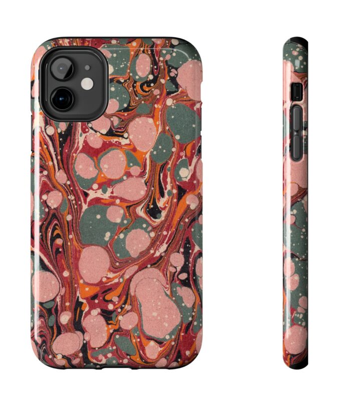 Marbled Paper Phone Case - Pale Pink & Moss Green