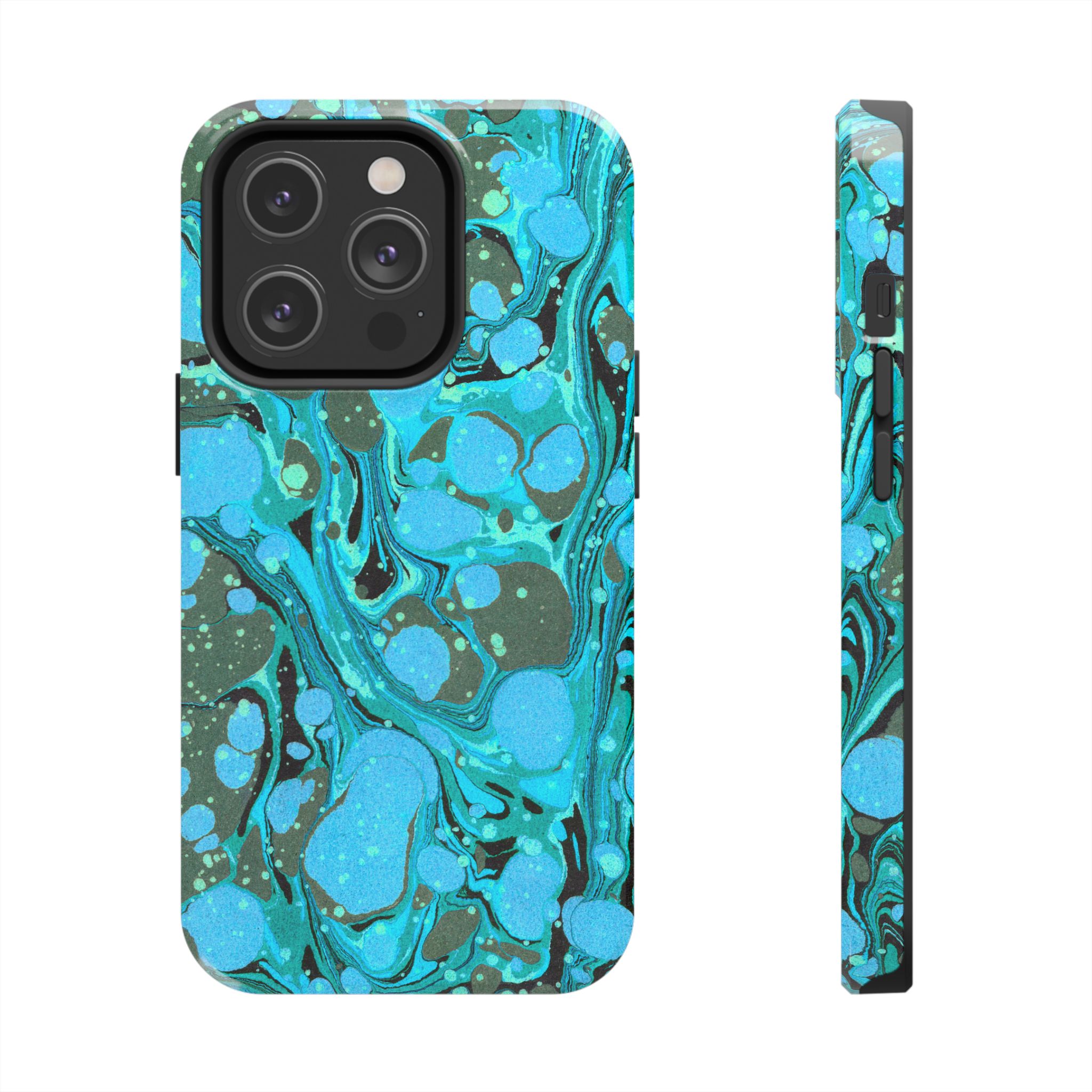 Marbled Phone Case - Aqua & Moss Green - Image 47