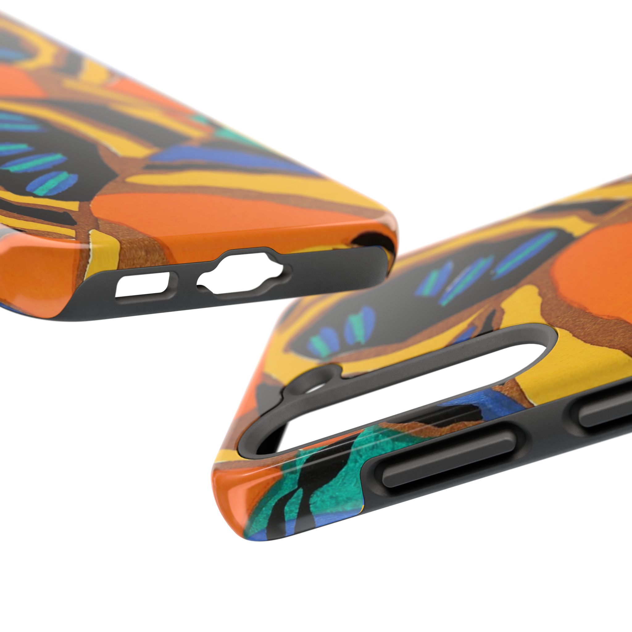 Orange, Black & Blue Abstract Phone Case - Image 87