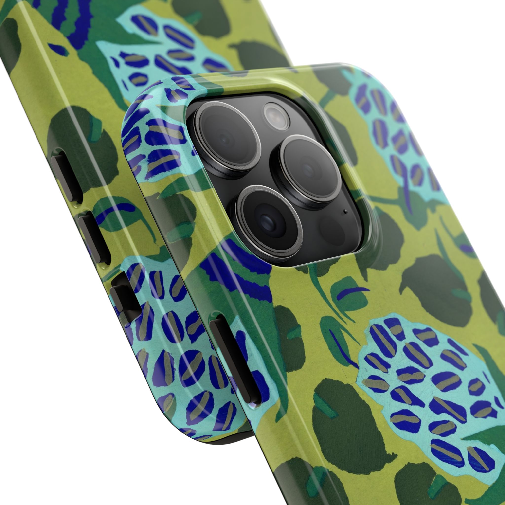 Blue & Green Floral Abstract Phone Case - Image 58