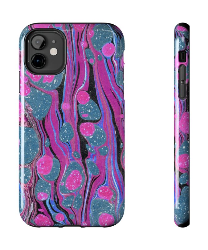 Marbled Phone Case - Fuchsia & Dusty Blue