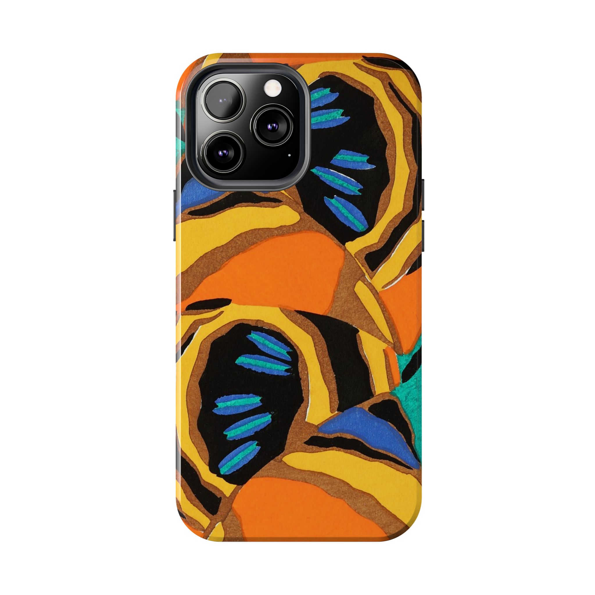 Orange, Black & Blue Abstract Phone Case - Image 42