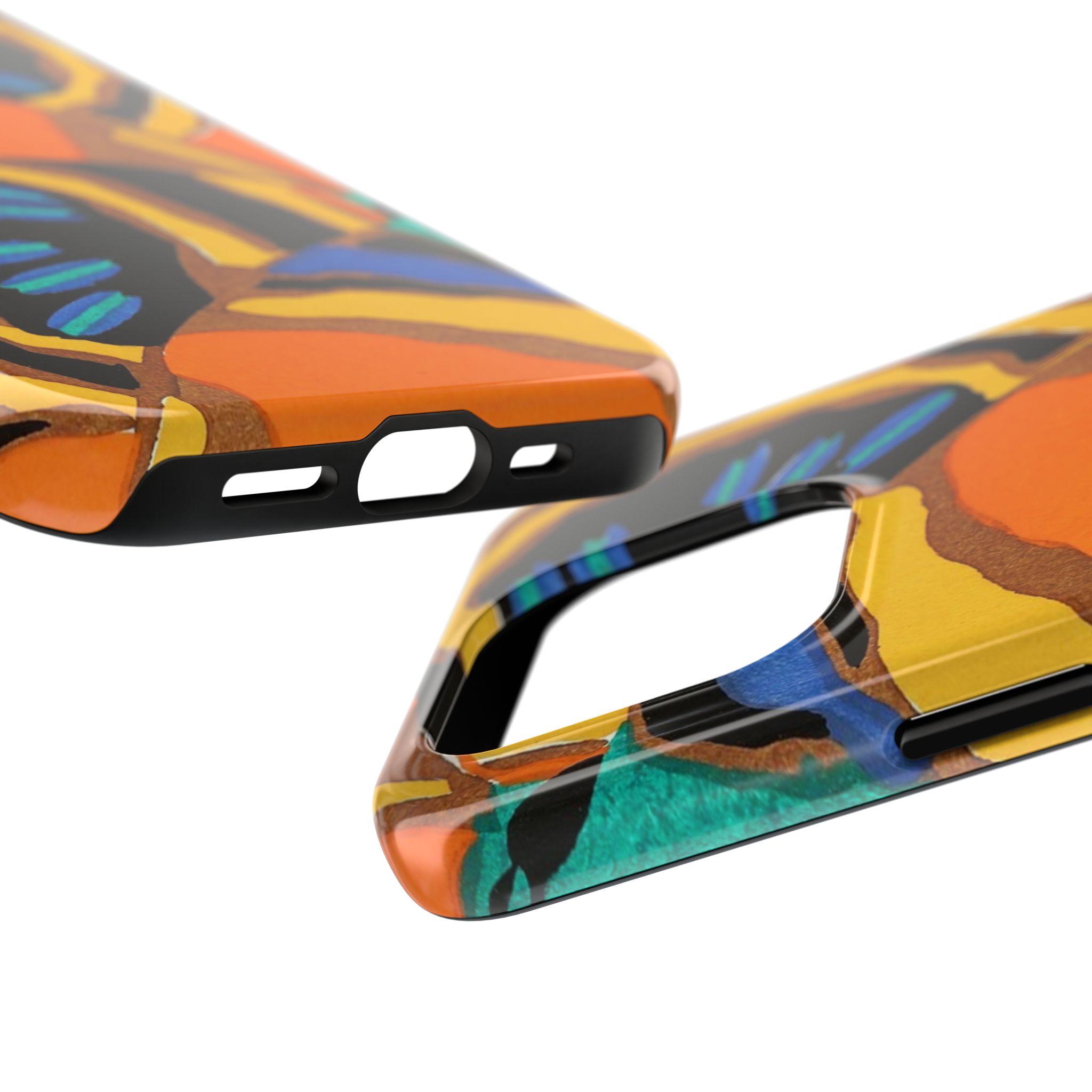 Orange, Black & Blue Abstract Phone Case - Image 59