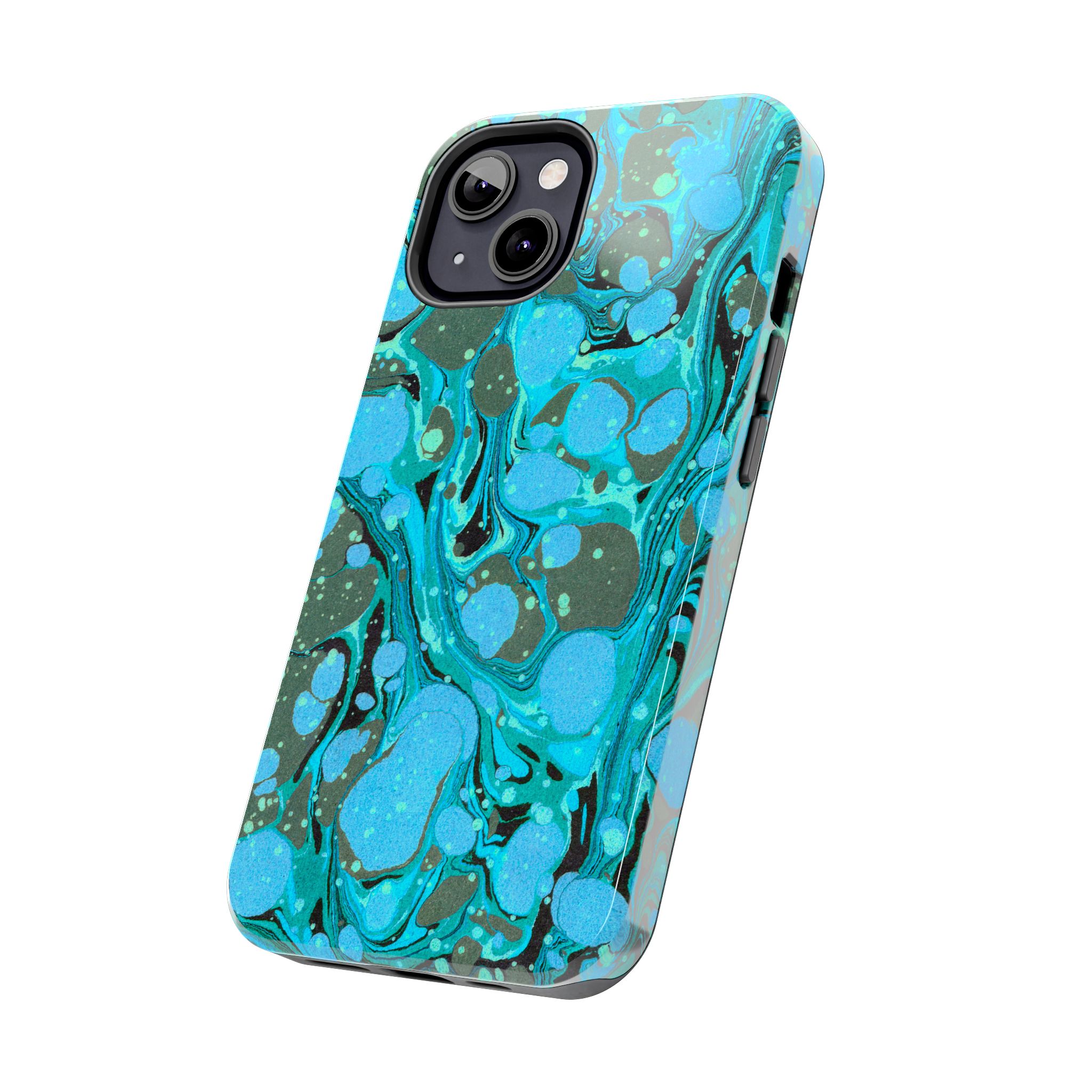 Marbled Phone Case - Aqua & Moss Green - Image 31