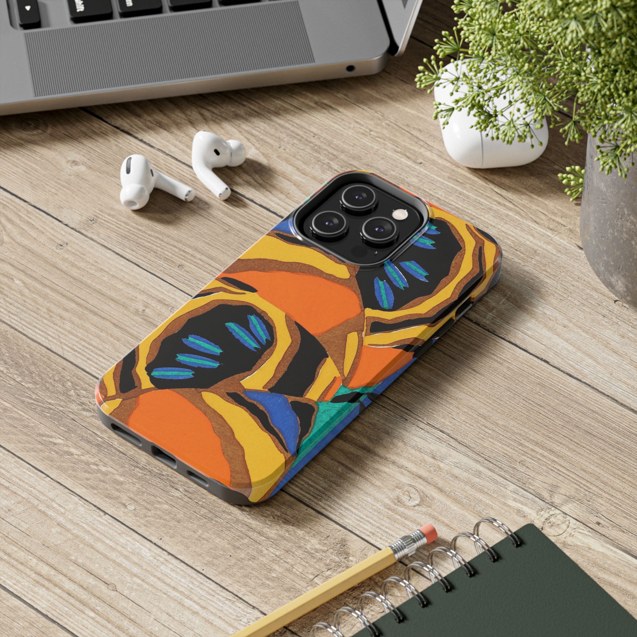 Orange, Black & Blue Abstract Phone Case - Image 50
