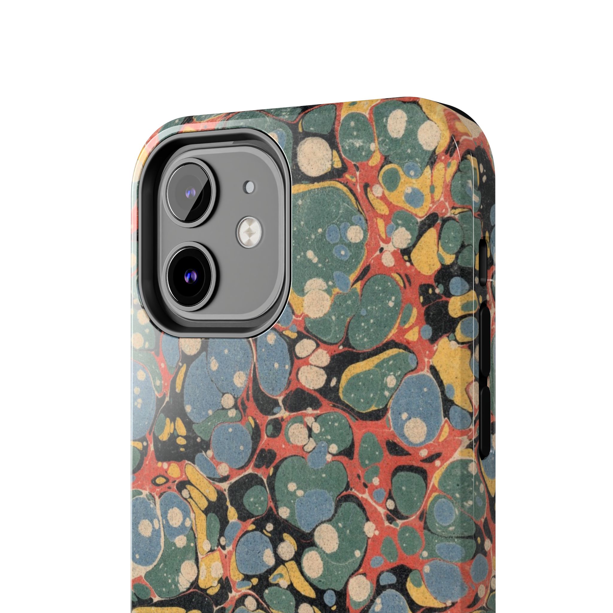 18th C. Marbled Paper Phone Case - Blue, Orange & Black - Image 16