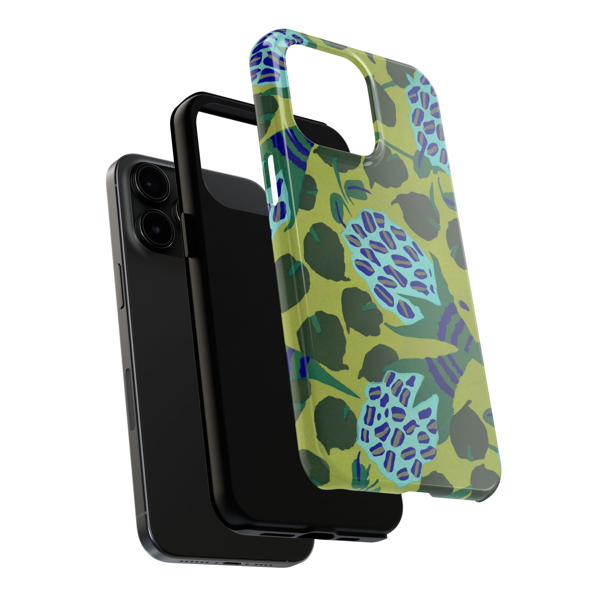 Blue & Green Floral Abstract Phone Case - Image 68