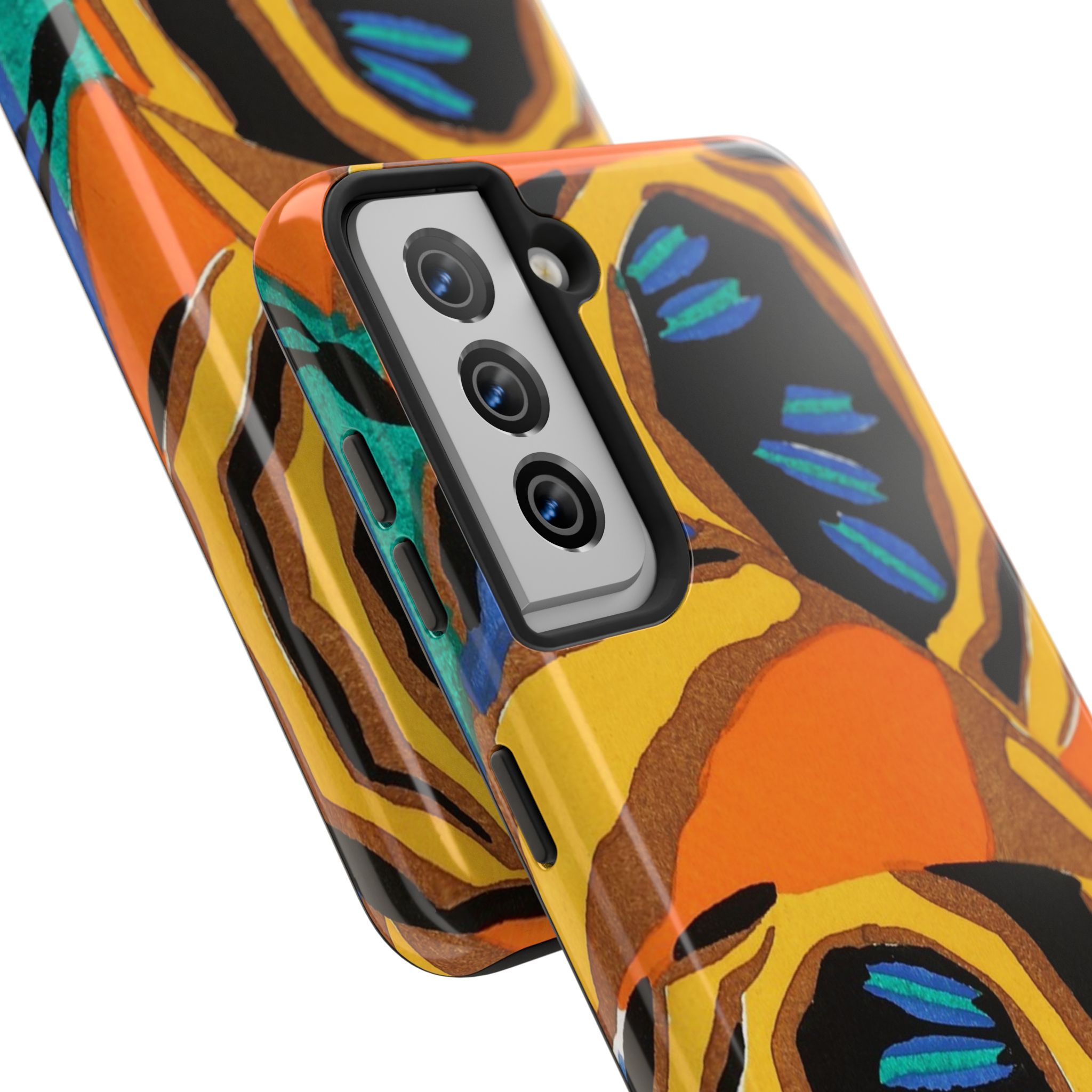 Orange, Black & Blue Abstract Phone Case - Image 94