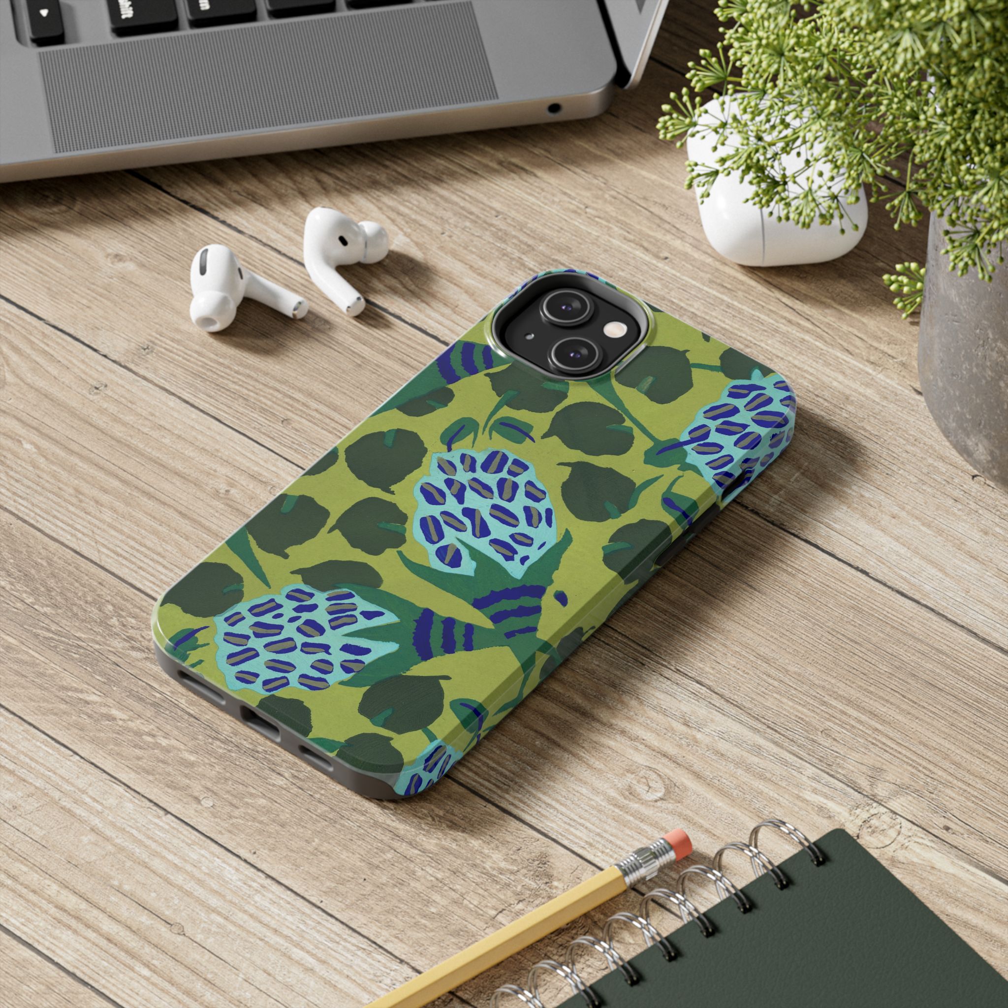 Blue & Green Floral Abstract Phone Case - Image 52