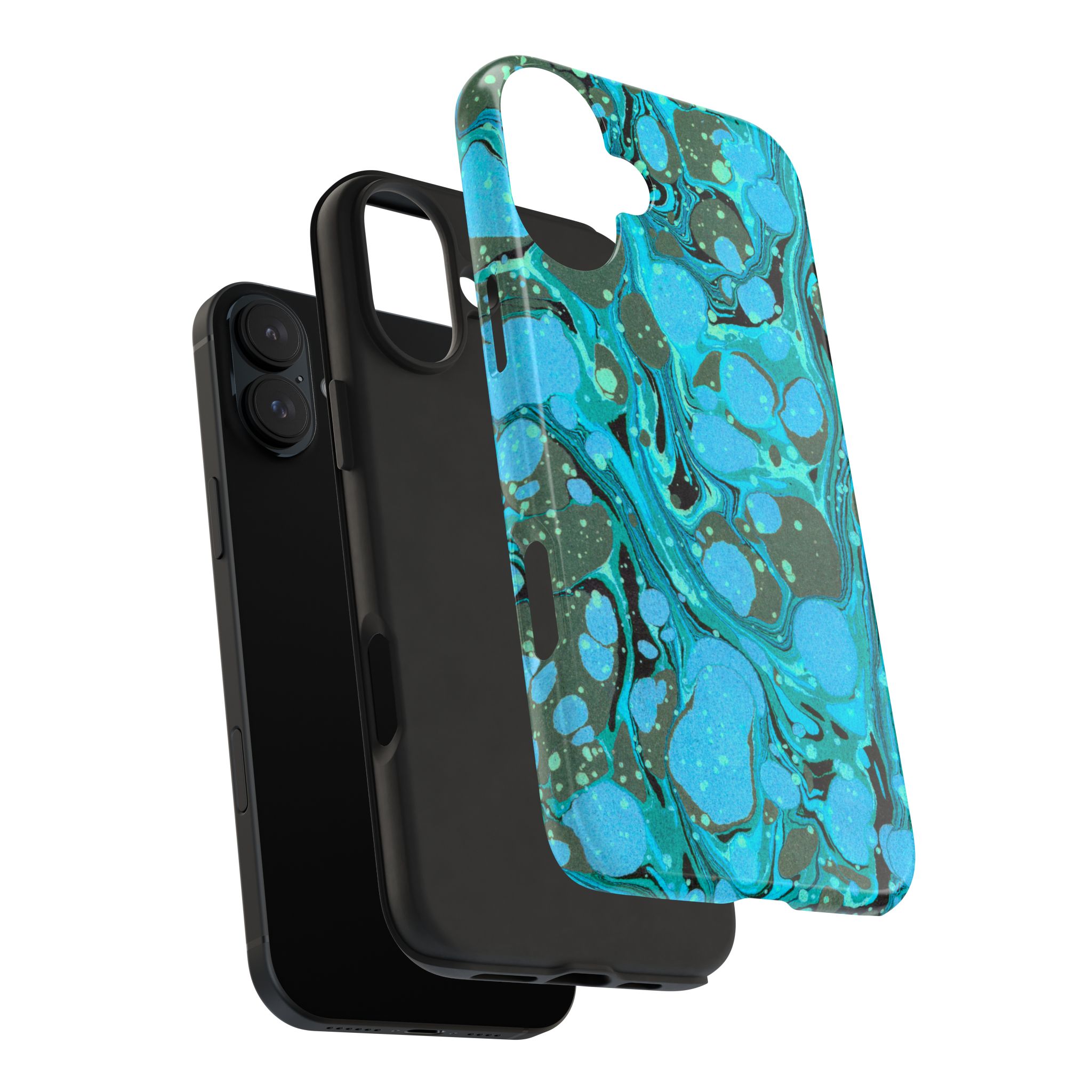 Marbled Phone Case - Aqua & Moss Green - Image 80